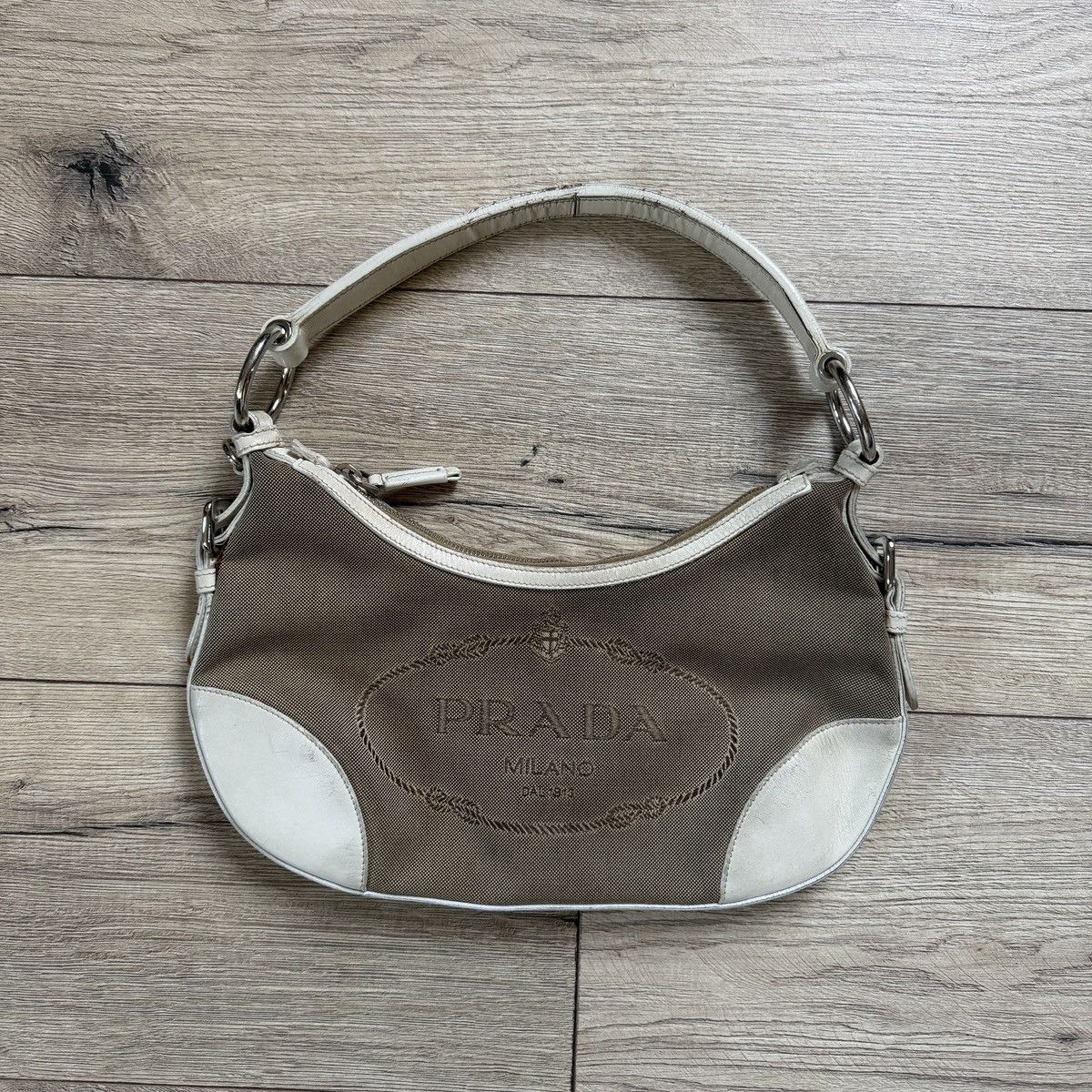 Prada Prada bag big logo jacquard canvas Size ONE SIZE - 1 Thumbnail