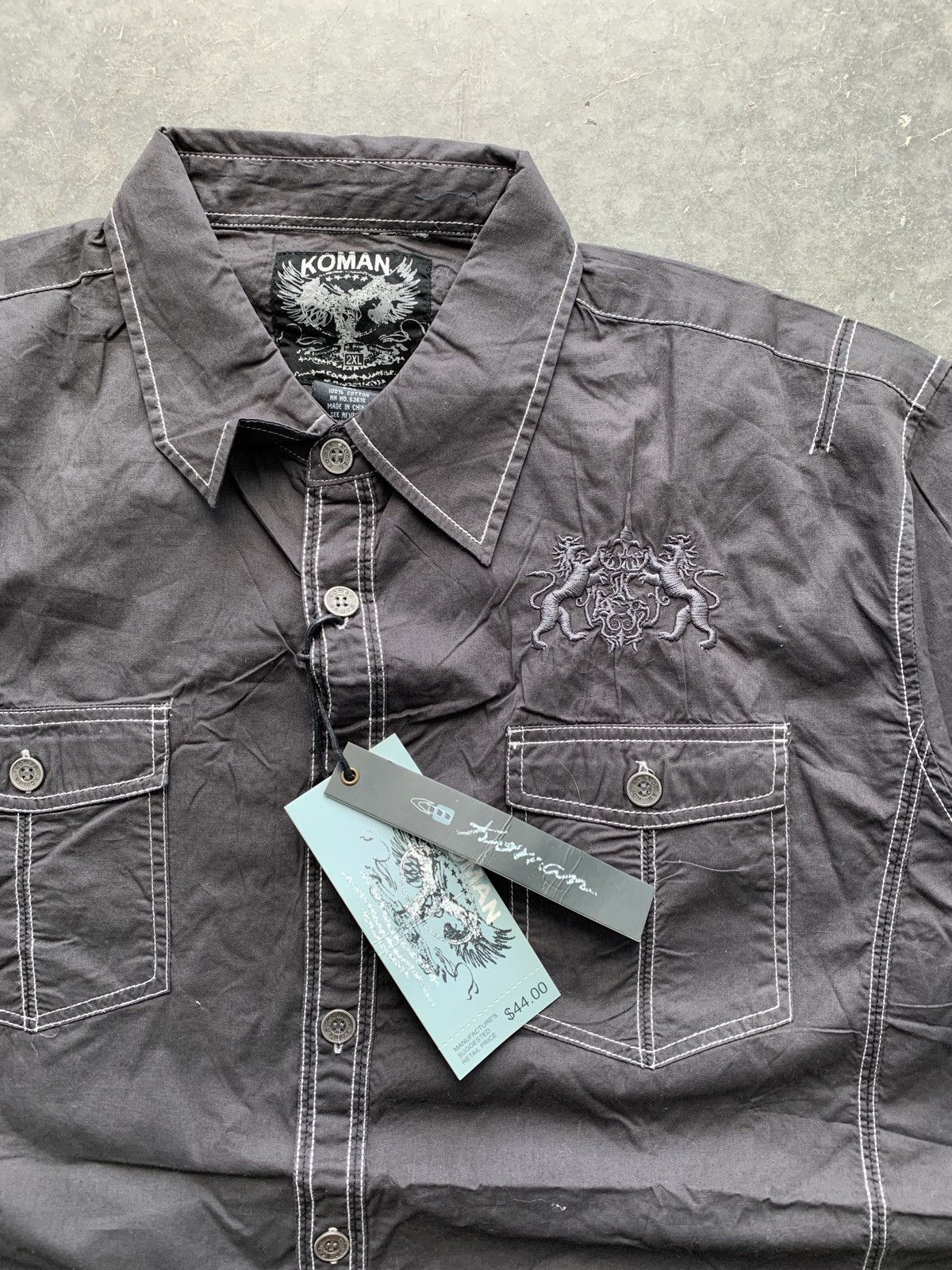 Affliction × Vintage Crazy Cyber Y2K Affliction Style Button Up Baggy Oversized Size US XXL / EU 58 / 5 - 1 Thumbnail
