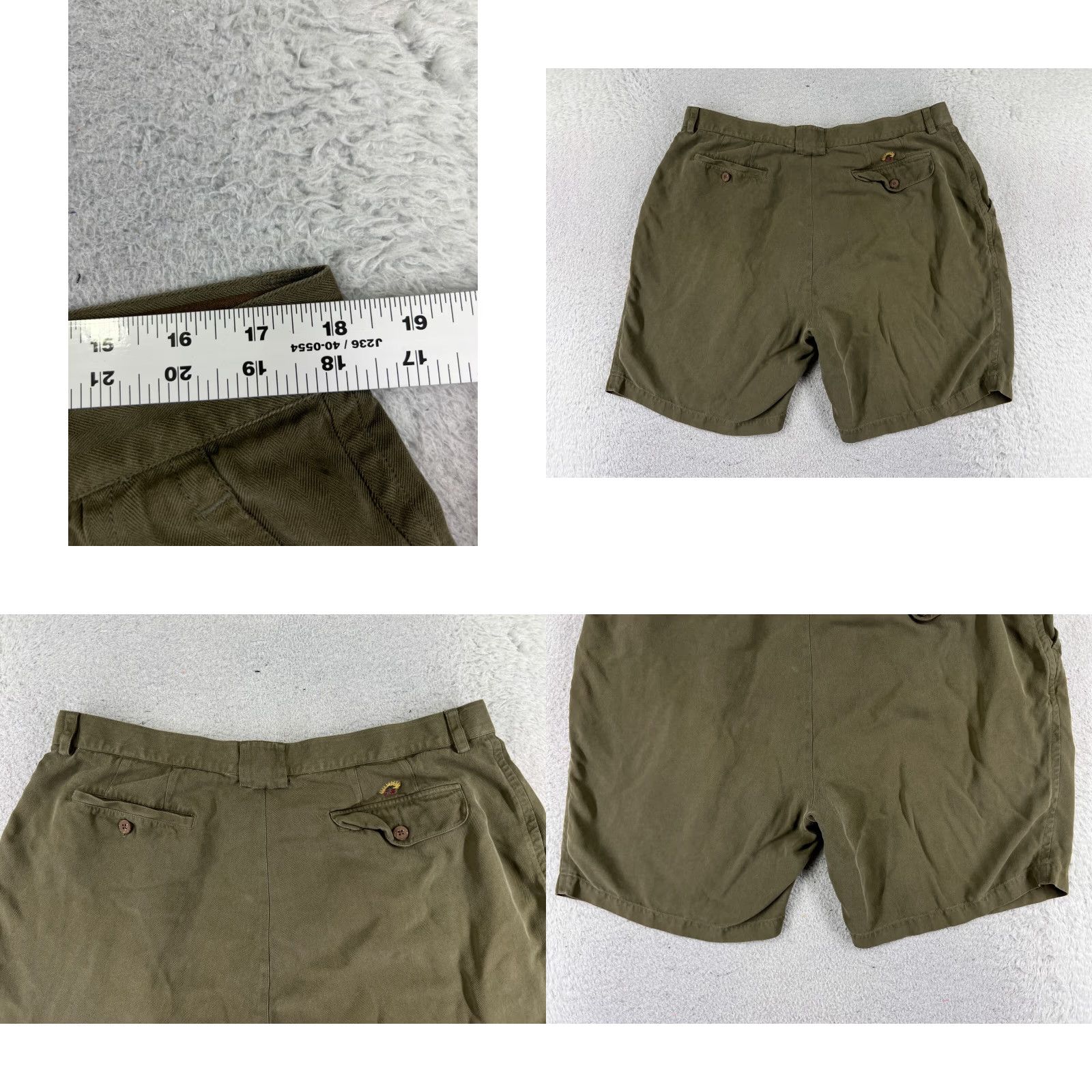 Tommy Bahama Tommy Bahama Shorts Mens Bermuda 38 Green Silk Herringbone Pleated Beach Vacation Size US 38 / EU 54 - 9 Thumbnail