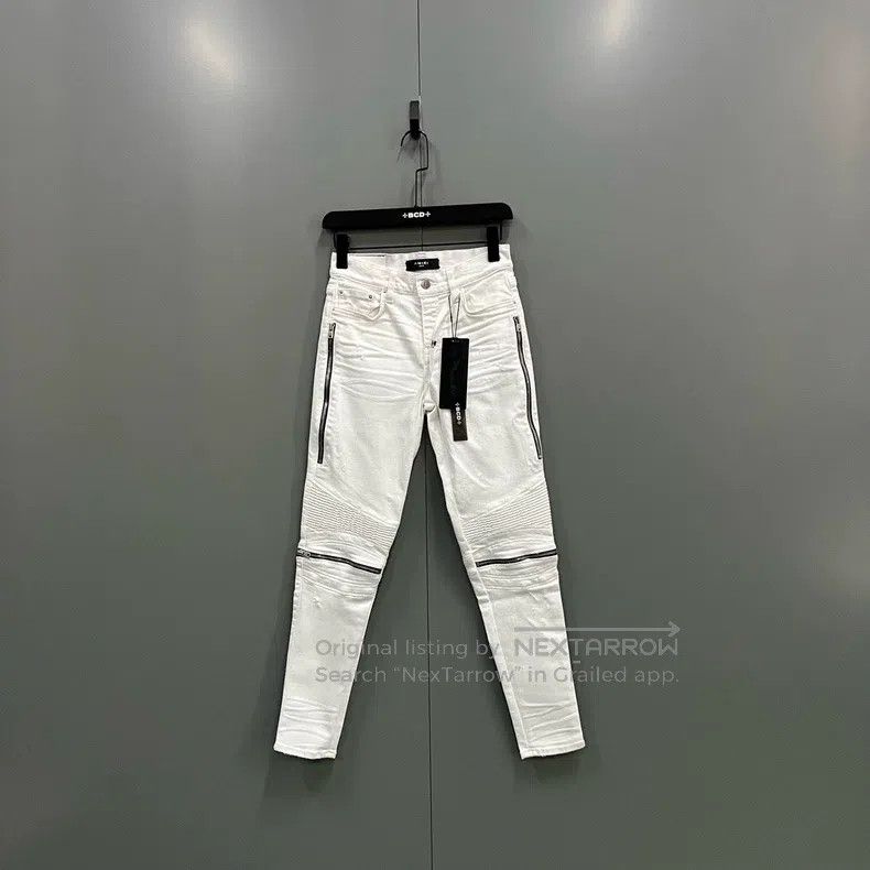 Other Amiri White knee zipper denim pants Size 25" / US 0 / IT 36 - 1 Thumbnail