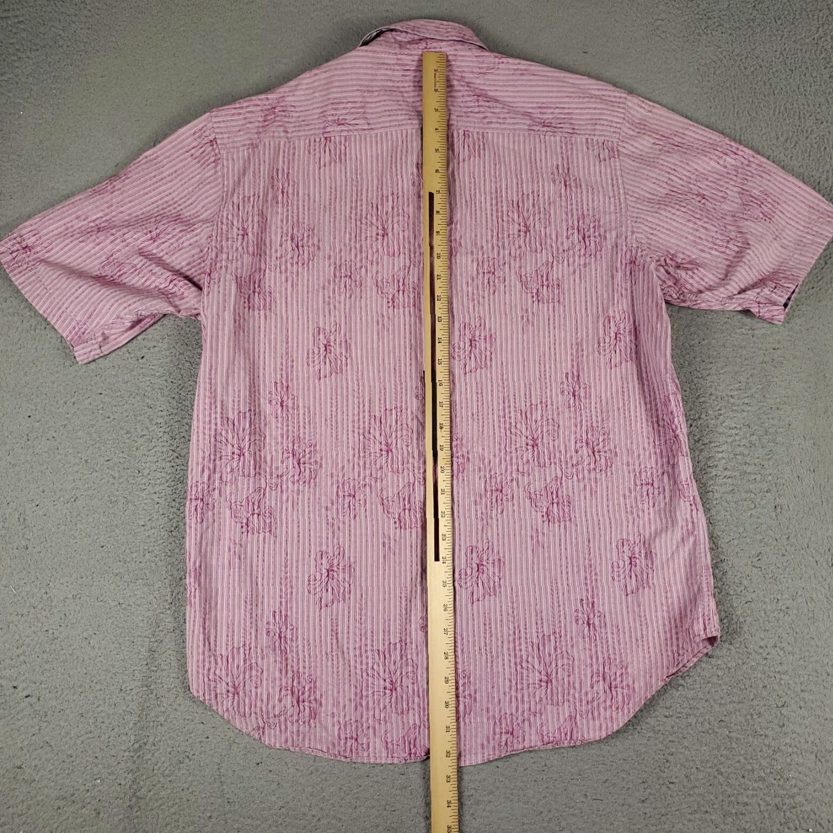 BUGATCHI VINTAGE Bugatchi Uomo Men's Shirt XL Pink Striped Casual Button Up Short Sleeve Size US XL / EU 56 / 4 - 3 Thumbnail