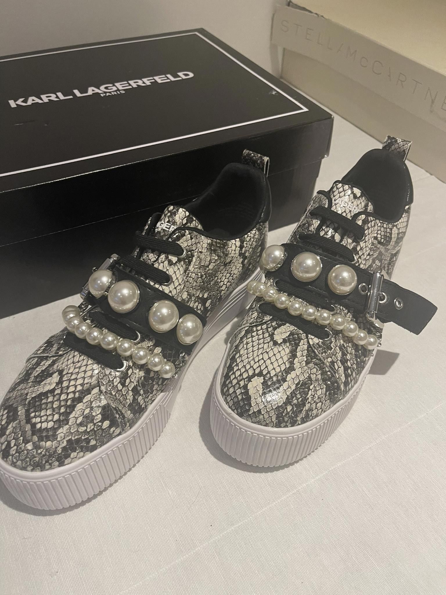 Karl Lagerfeld Karl Lagerfeld Animal Print and Pearls Sneakers Size US 7.5 / IT 37.5 - 2 Thumbnail