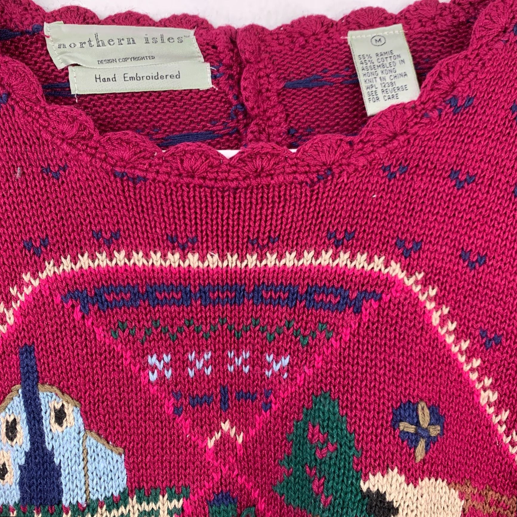Vintage VINTAGE Northern Isles Shirt Womens Medium Purple Embroidered Long Sleeve Cotton Blend 1990s Arts & Crafts Size M / US 6-8 / IT 42-44 - 3 Thumbnail