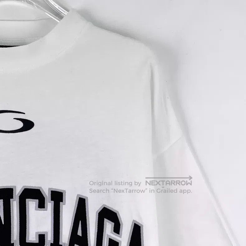 Balenciaga Balenciaga White Logo Letter Printed Cotton Round Neck Sho Size US S / EU 44-46 / 1 - 3 Thumbnail