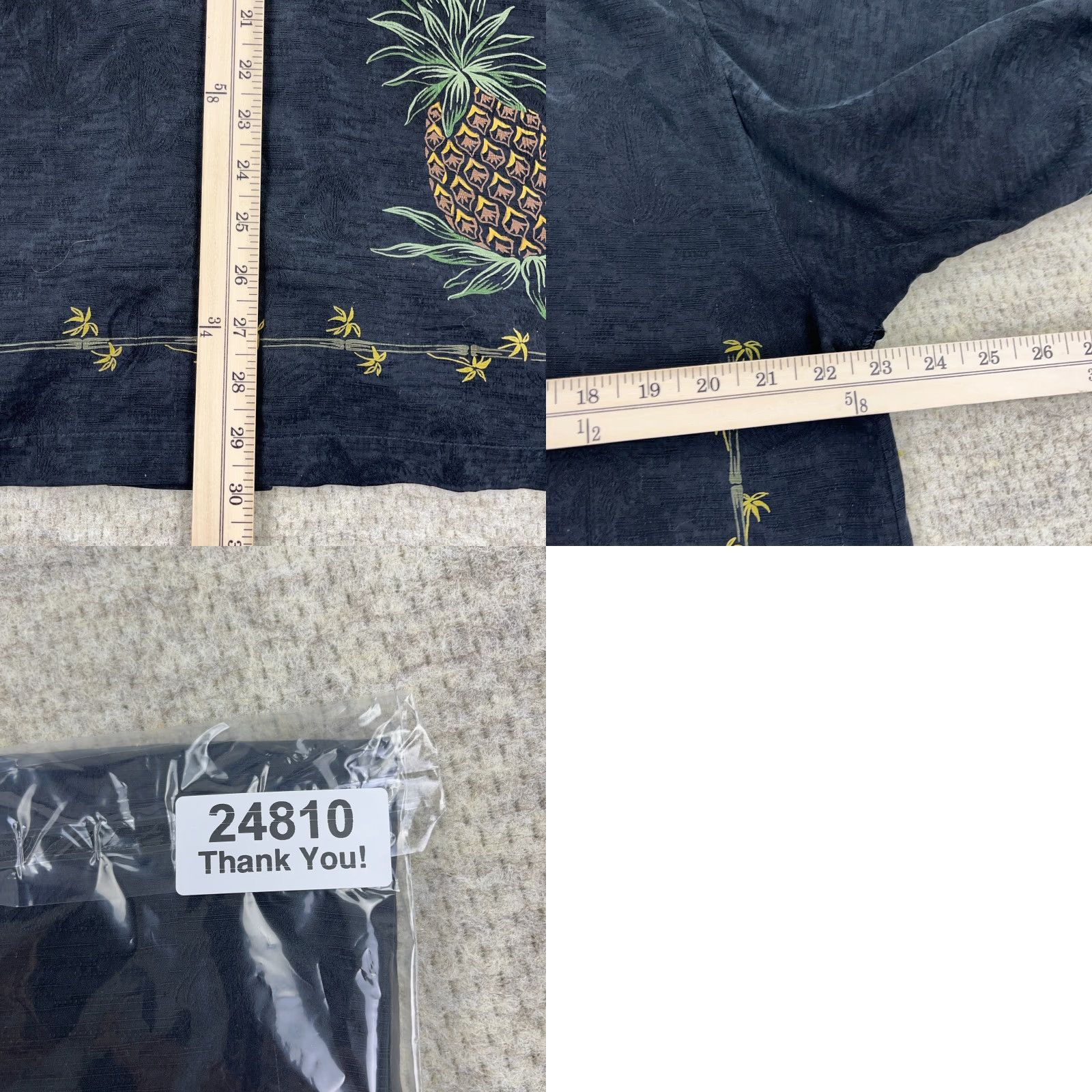 Tommy Bahama Tommy Bahama Shirt Men Medium Black Silk Button-Up Hawaiian Camp Pineapple Palms Size US M / EU 48-50 / 2 - 8 Thumbnail