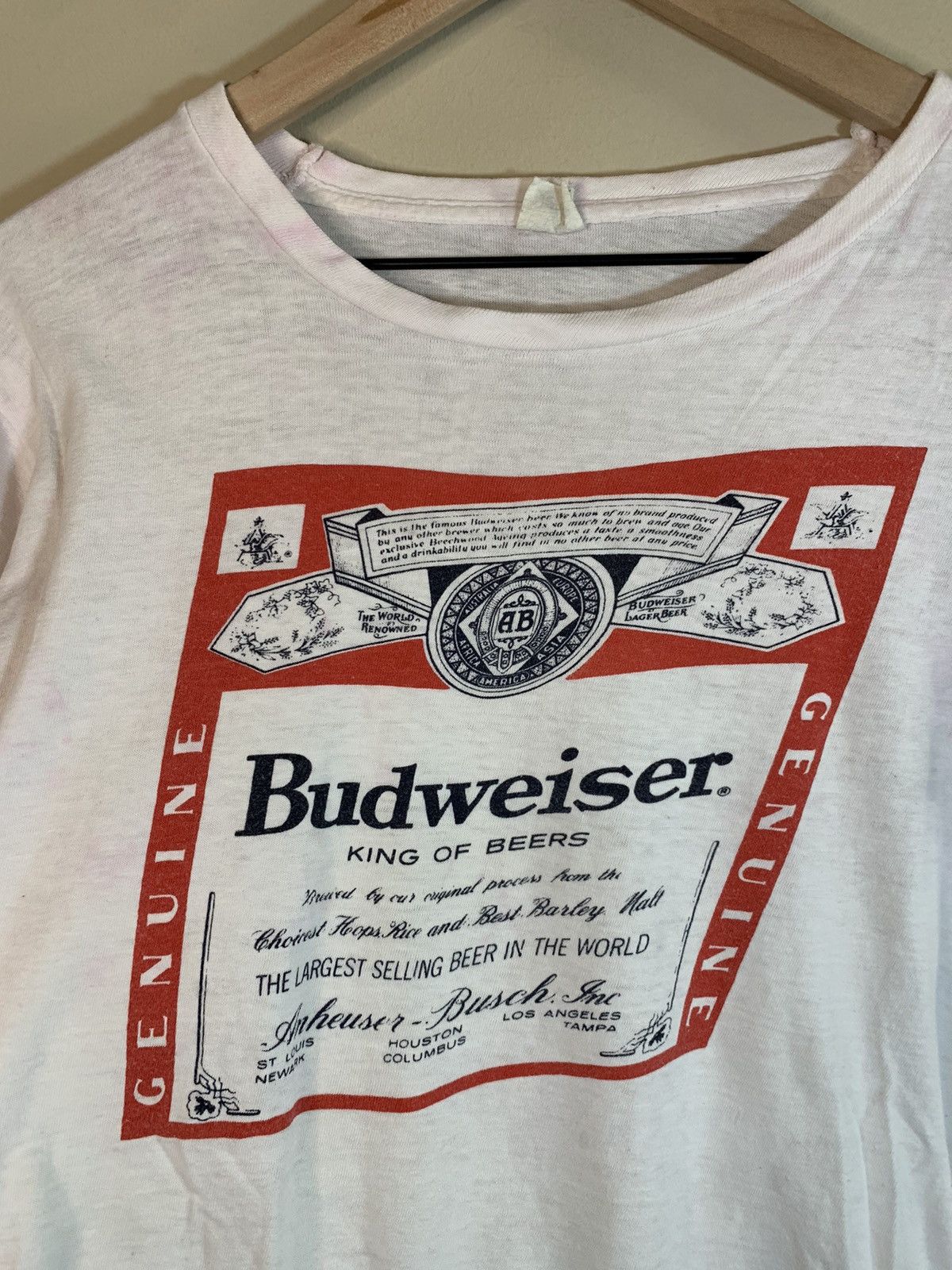 Budweiser × Vintage *RARE* Vintage 1960’s Budweiser Beer Single Stitch T-Shirt Size US M / EU 48-50 / 2 - 2 Thumbnail