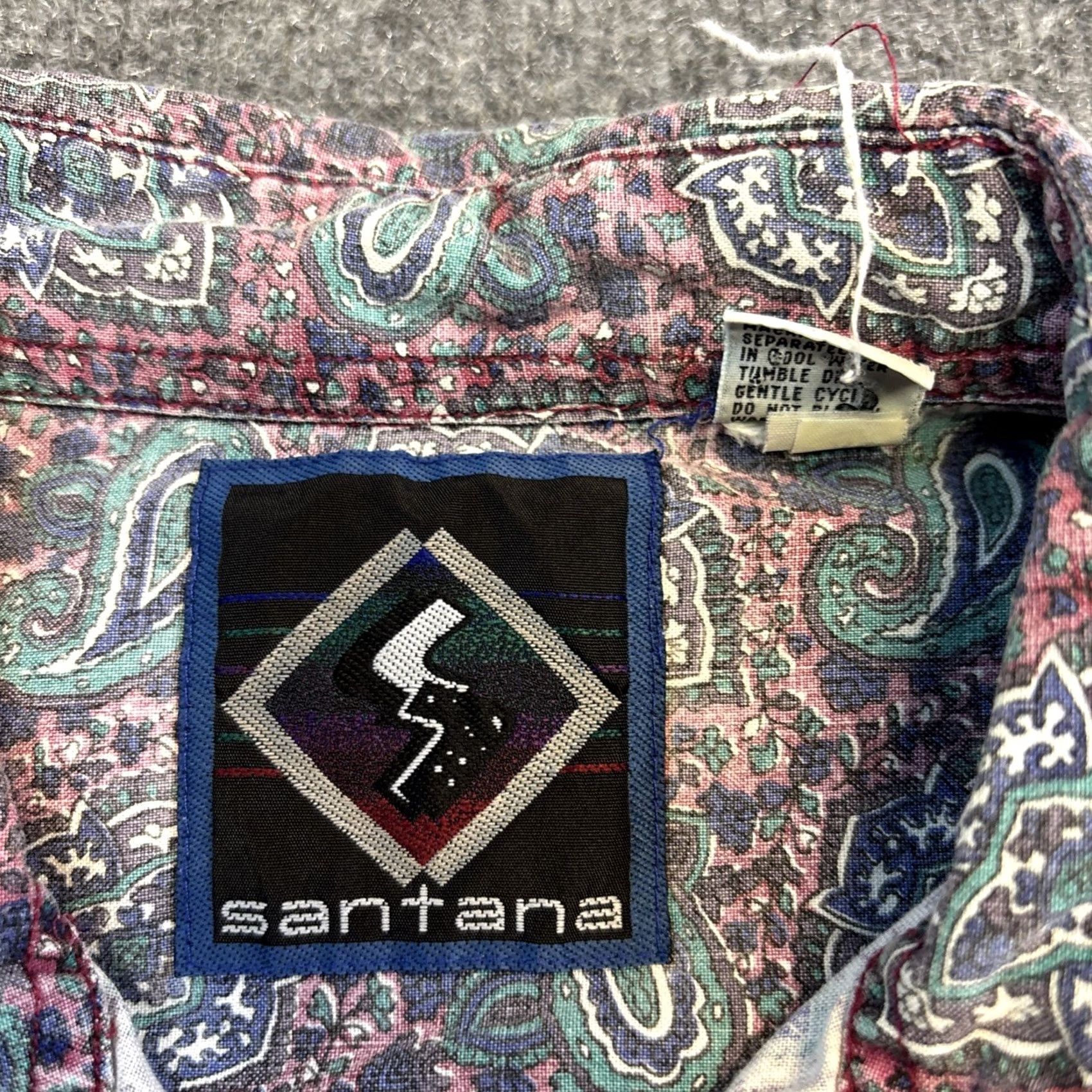Vintage VINTAGE Santana Button-Up Shirt Paisley Short Sleeve Blue White Mens XL Size US XL / EU 56 / 4 - 2 Thumbnail