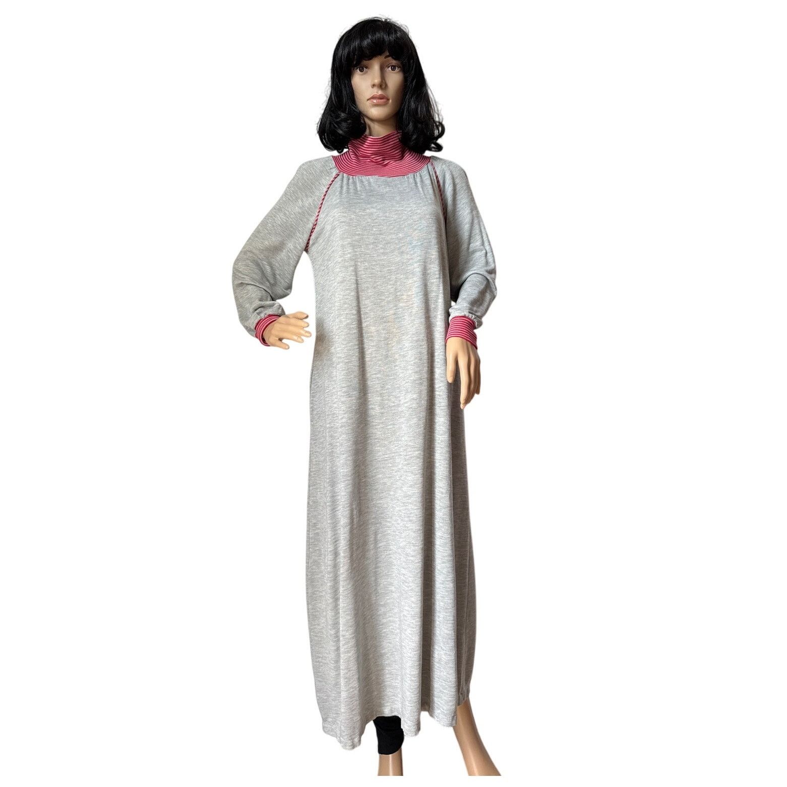 Vintage American Vtg Sears JR Bazaar turtleneck maxi dress gray red Size M / US 6-8 / IT 42-44 - 7 Thumbnail