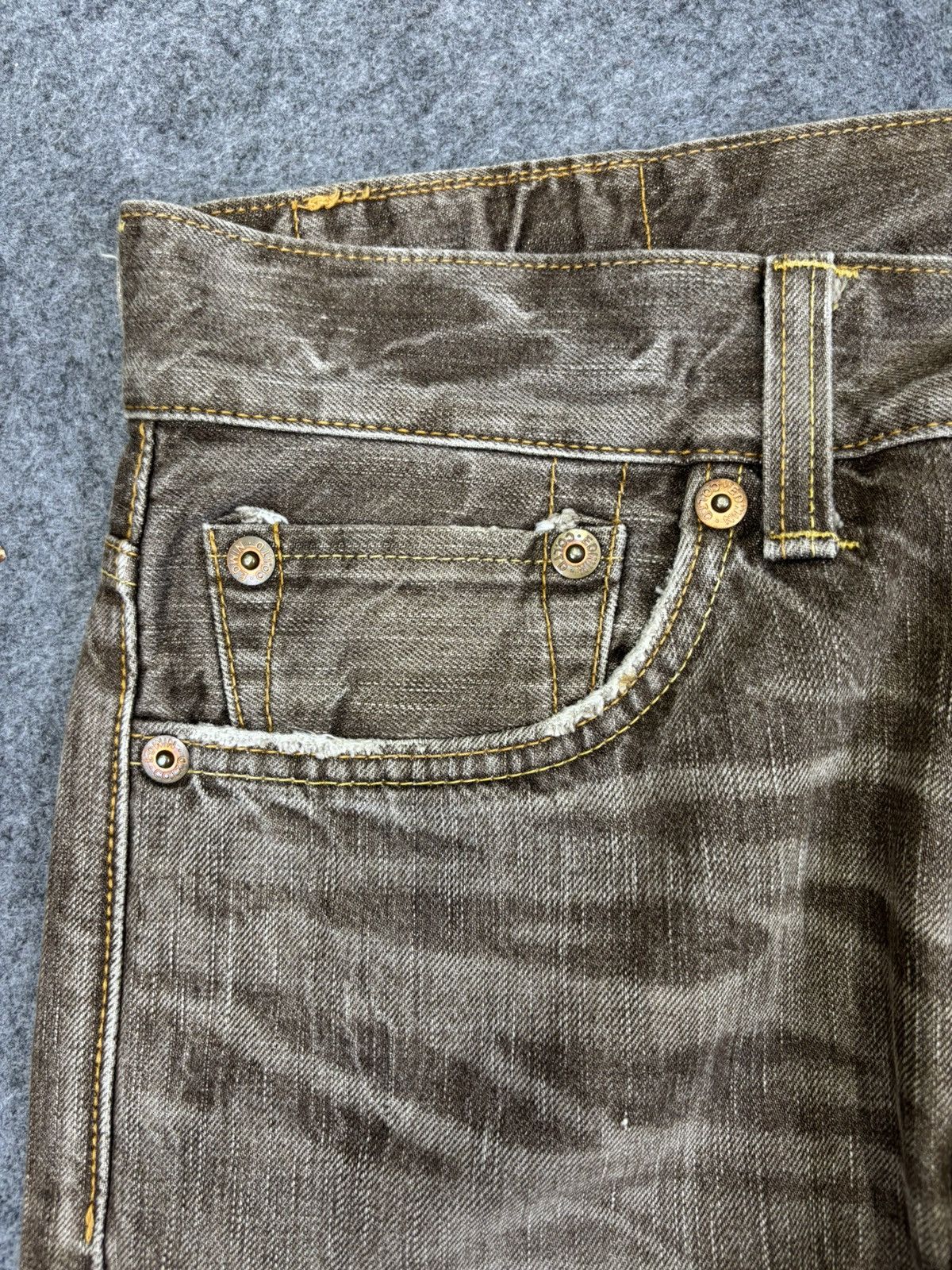 Edwin 💥Archival Fades💥Sick Edwin 503 Brown Denim K20 Size US 35 - 5 Thumbnail