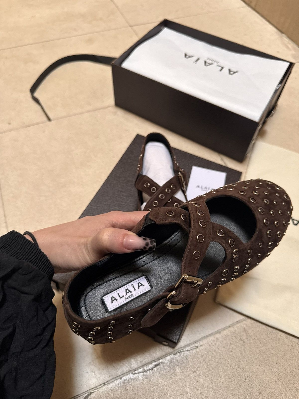 Alaia Alaïa Ebene criss cross ballet flats 39 Size US 8 / IT 38 - 6 Thumbnail