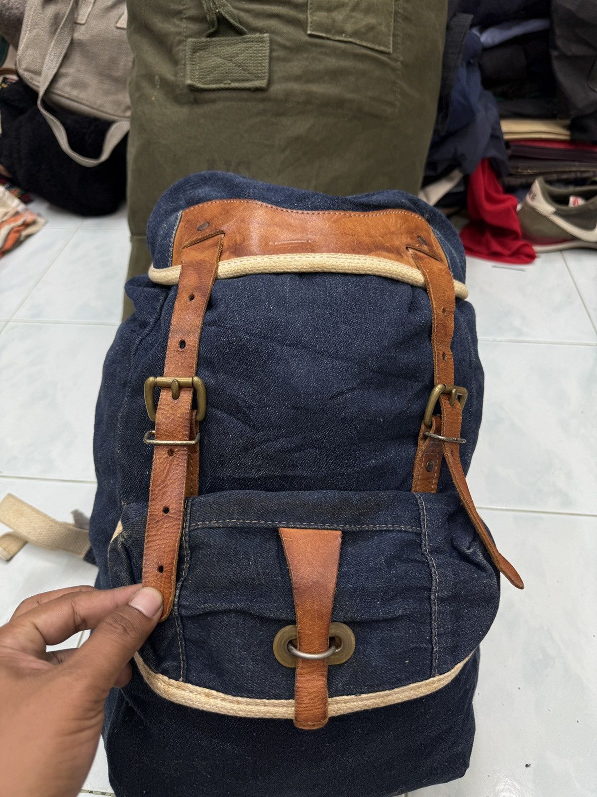 Overland 🔥🔥🔥ARCHIVE OVERLAND DENIM LEATHER BAGPACK Size ONE SIZE - 11 Thumbnail