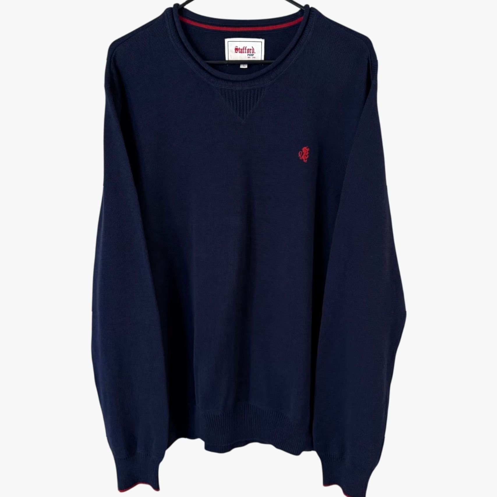 Stafford Stafford Prep Long-Sleeve Crewneck Sweater Blue L Men 100% Cotton Knit Size US L / EU 52-54 / 3 - 2 Thumbnail