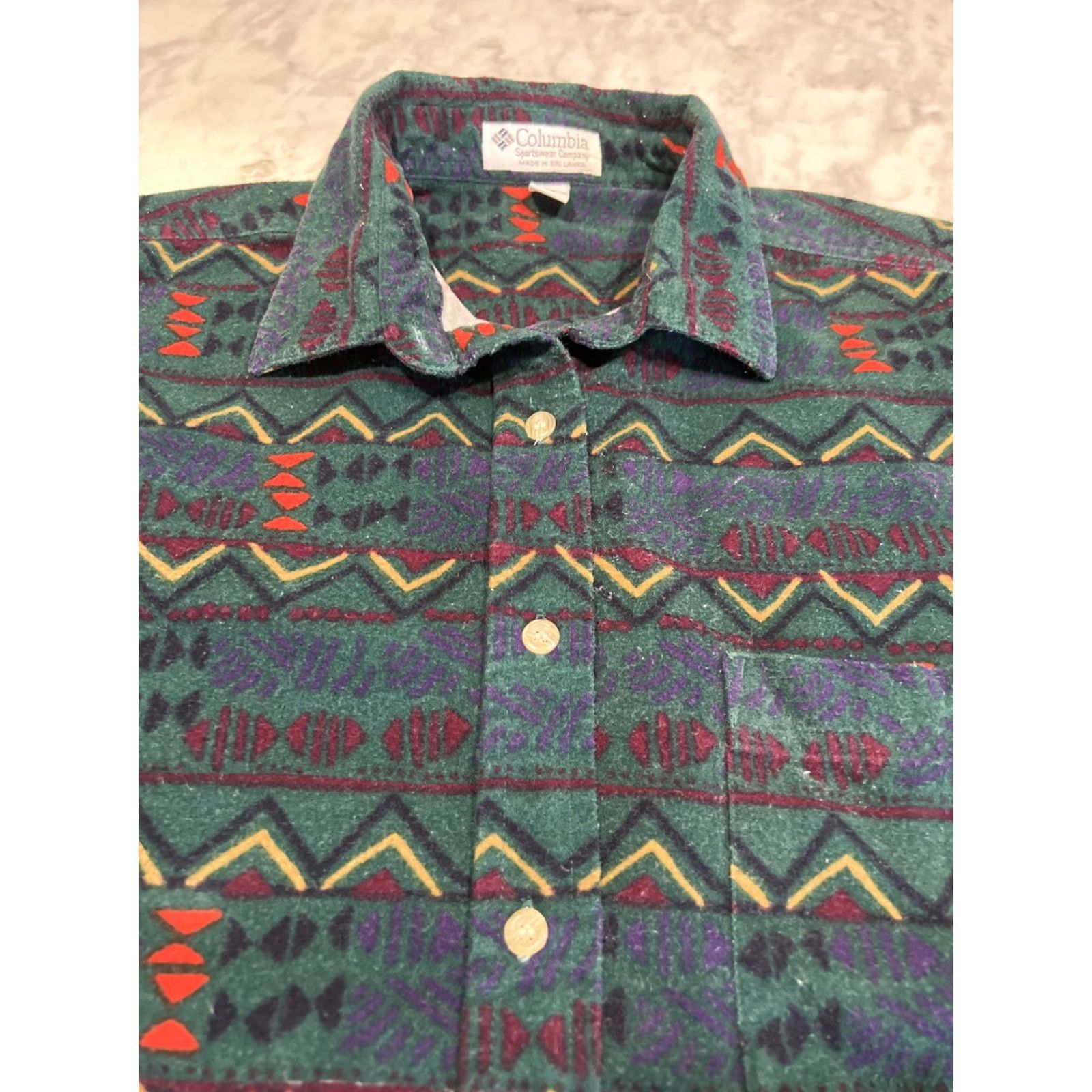 Vintage Columbia Fleece Button Up Women’s Medium Aztec Geometric Long Sleeve Cotton Size M / US 6-8 / IT 42-44 - 2 Thumbnail