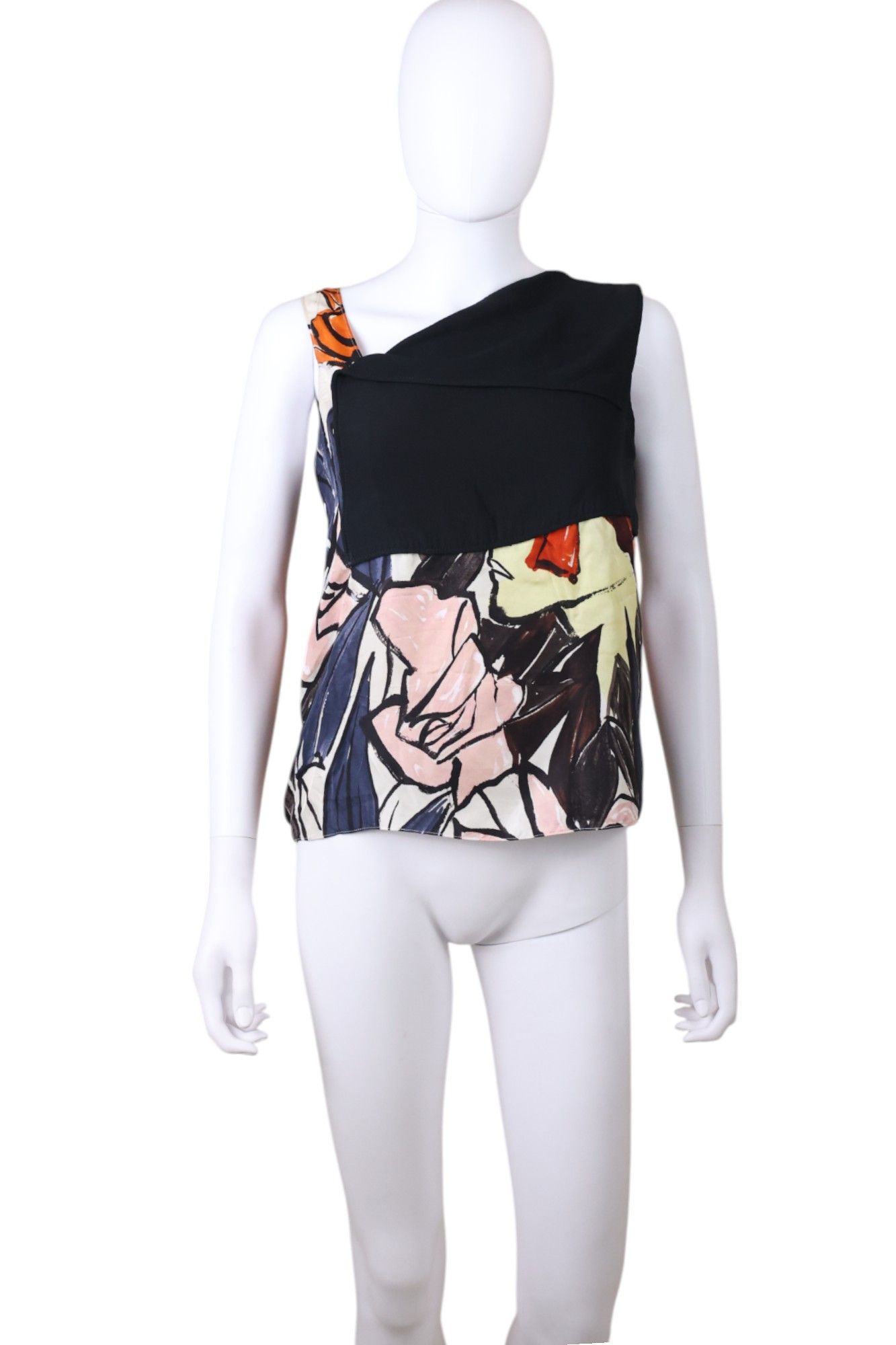 Dior × Raf Simons Resort 2015 Multicolor Floral Paint Silk Top Size S / US 4 / IT 40 - 1 Thumbnail