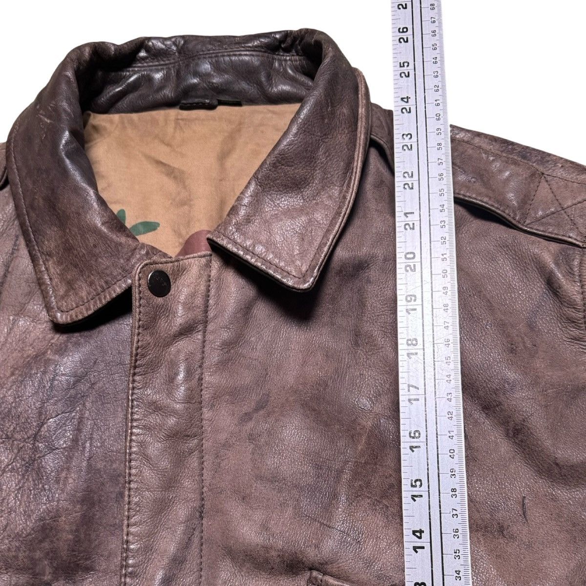 Hunt Club Vintage A-2 Faded Brown Leather Bomber Jacket Hunt Club 46 Size US XL / EU 56 / 4 - 4 Thumbnail