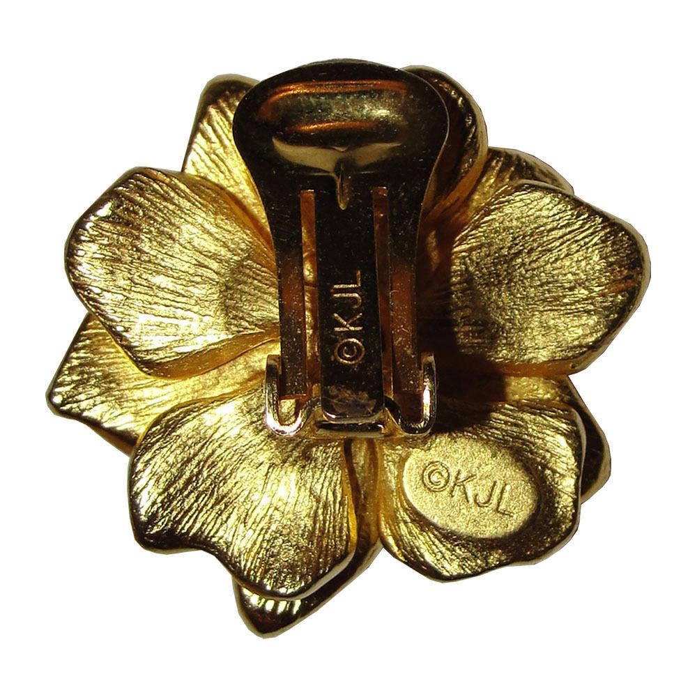 Designer Kenneth Jay Lane Gold Plated Flower Earrings Size ONE SIZE - 5 Thumbnail