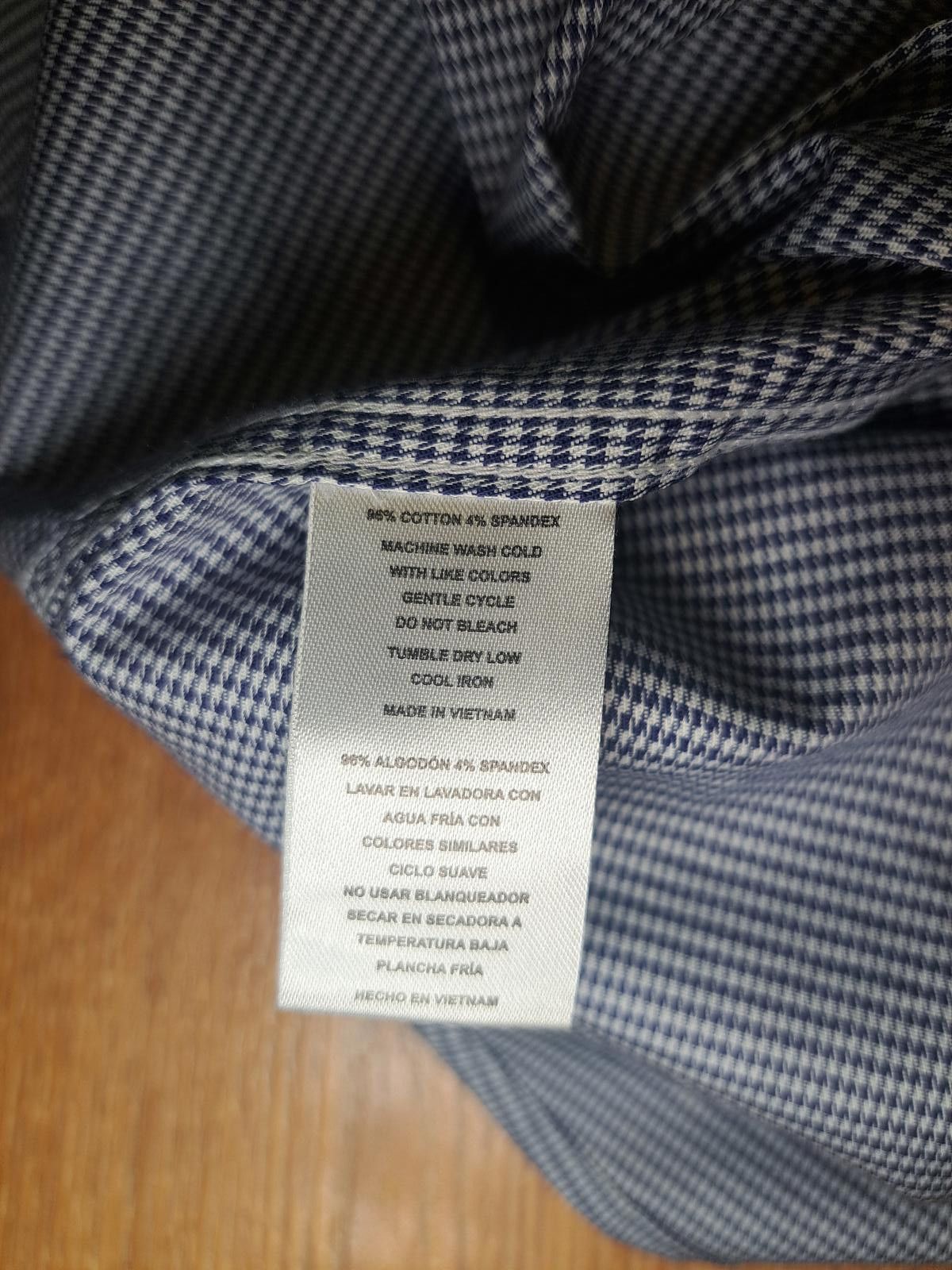 Hickey Freeman Hickey Freeman Dress Shirt 15/15.5-34/35 Blue Houndstooth Size 38R - 4 Thumbnail