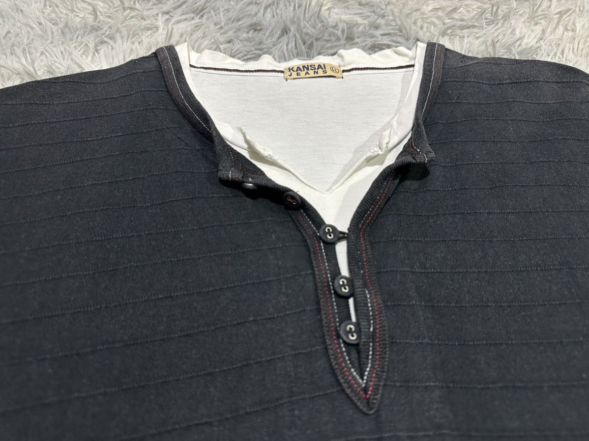 Kansai Yamamoto 🔥Vintage Kansai Jeans Double Layer Shirt Half Button Size US L / EU 52-54 / 3 - 3 Thumbnail