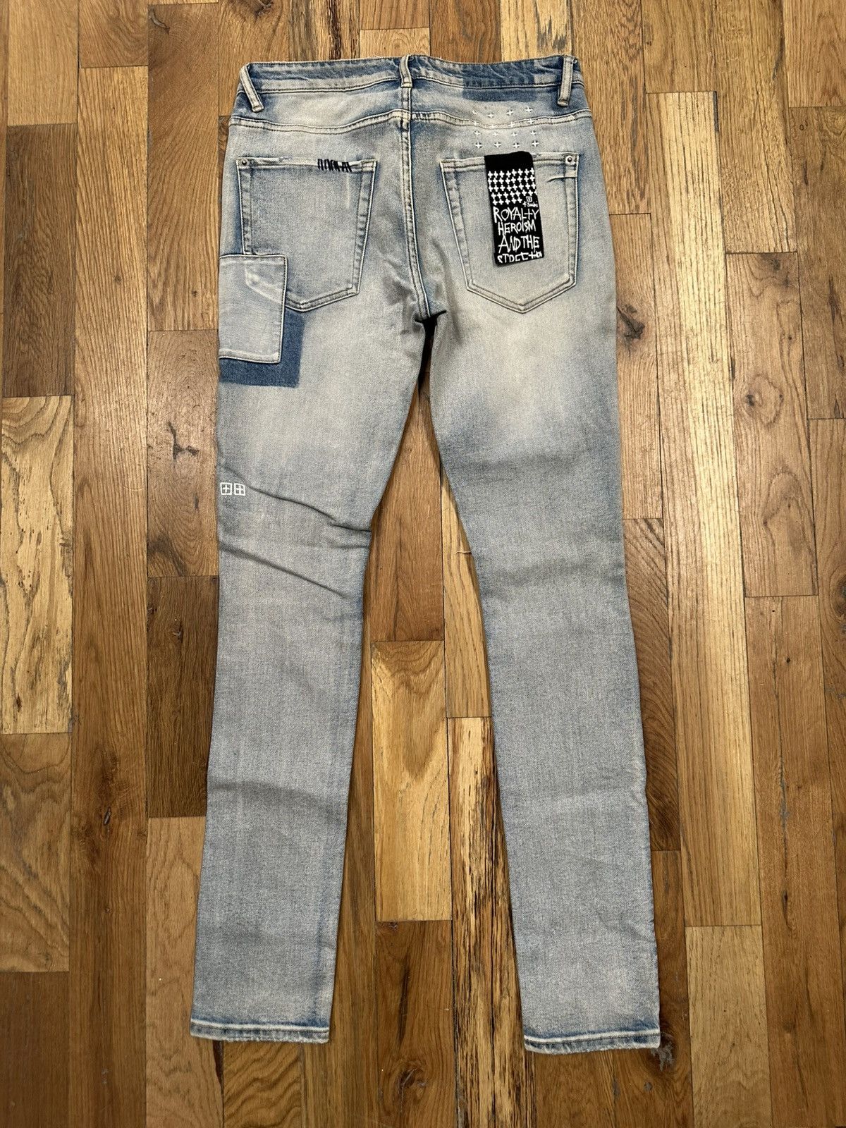 Ksubi Ksubi Knee Rip Patched Light Blue Denim Jeans Size 31 Size US 31 - 2 Thumbnail