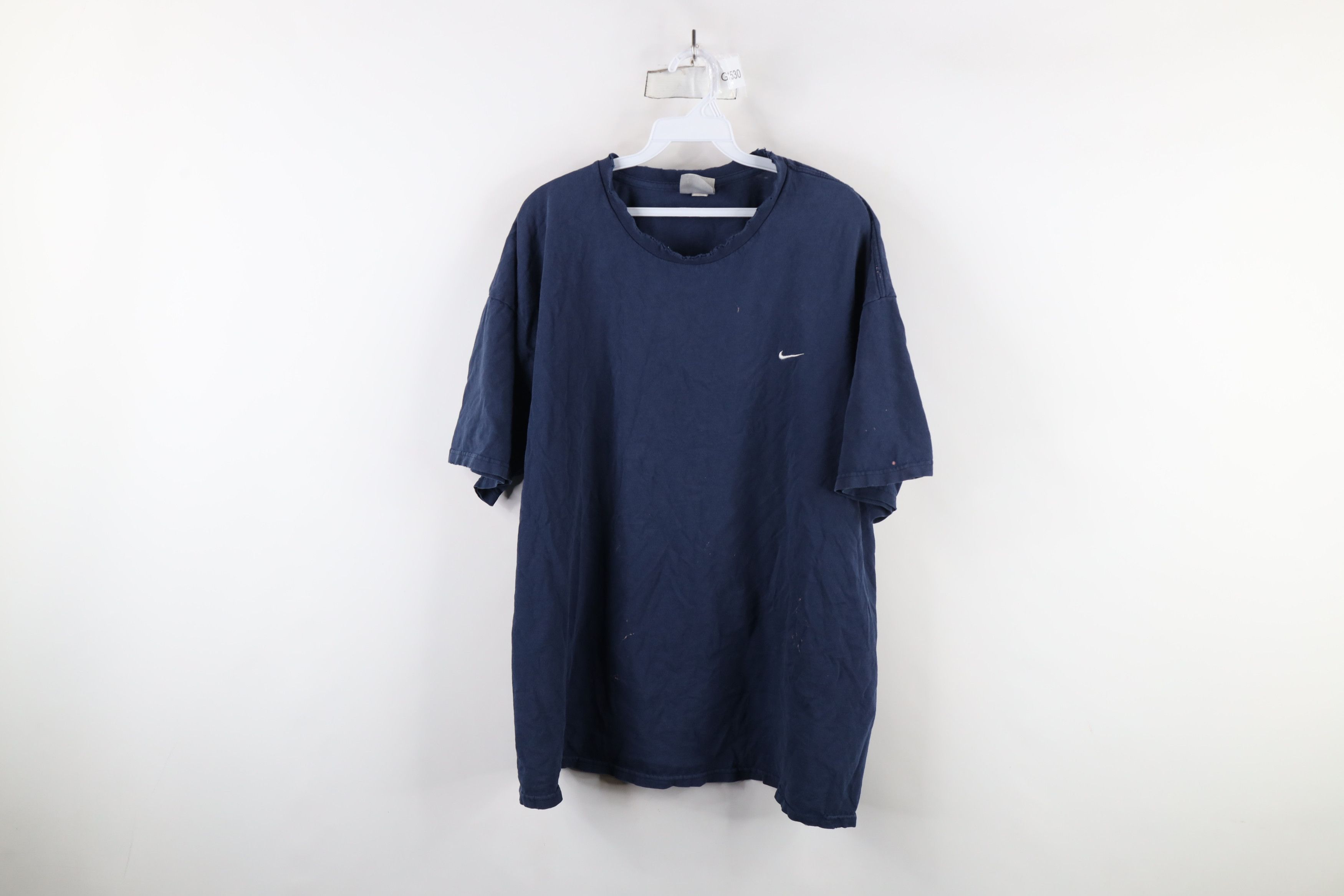 Nike × Vintage Vintage 90s Y2K Nike Travis Scott Mini Swoosh T-Shirt Blue Size US XXL / EU 58 / 5 - 1 Thumbnail