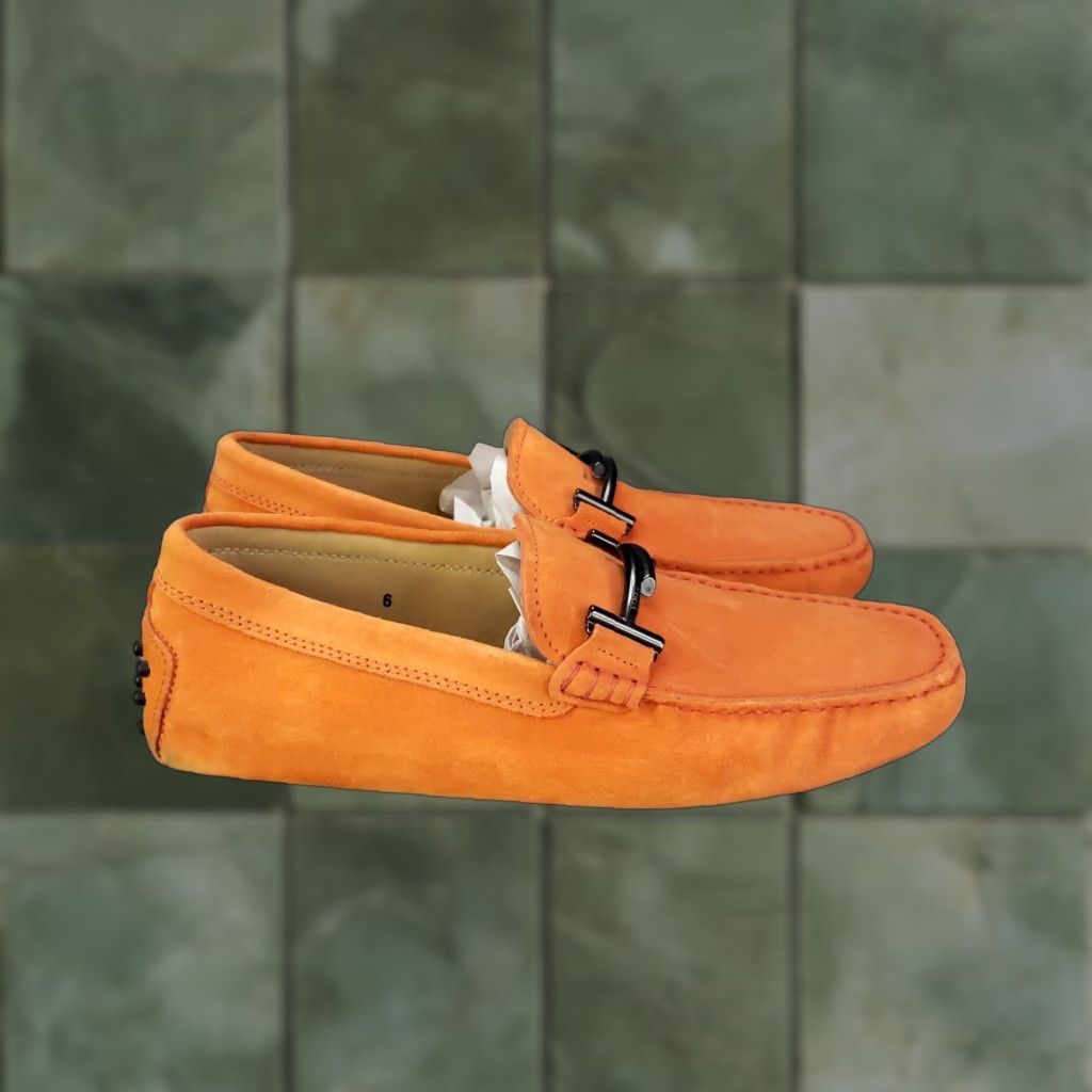 Vintage Tod's Gommino Loafers Mens Size 6 Orange Suede Slip On Casual Size US 6 / EU 39 - 1 Thumbnail