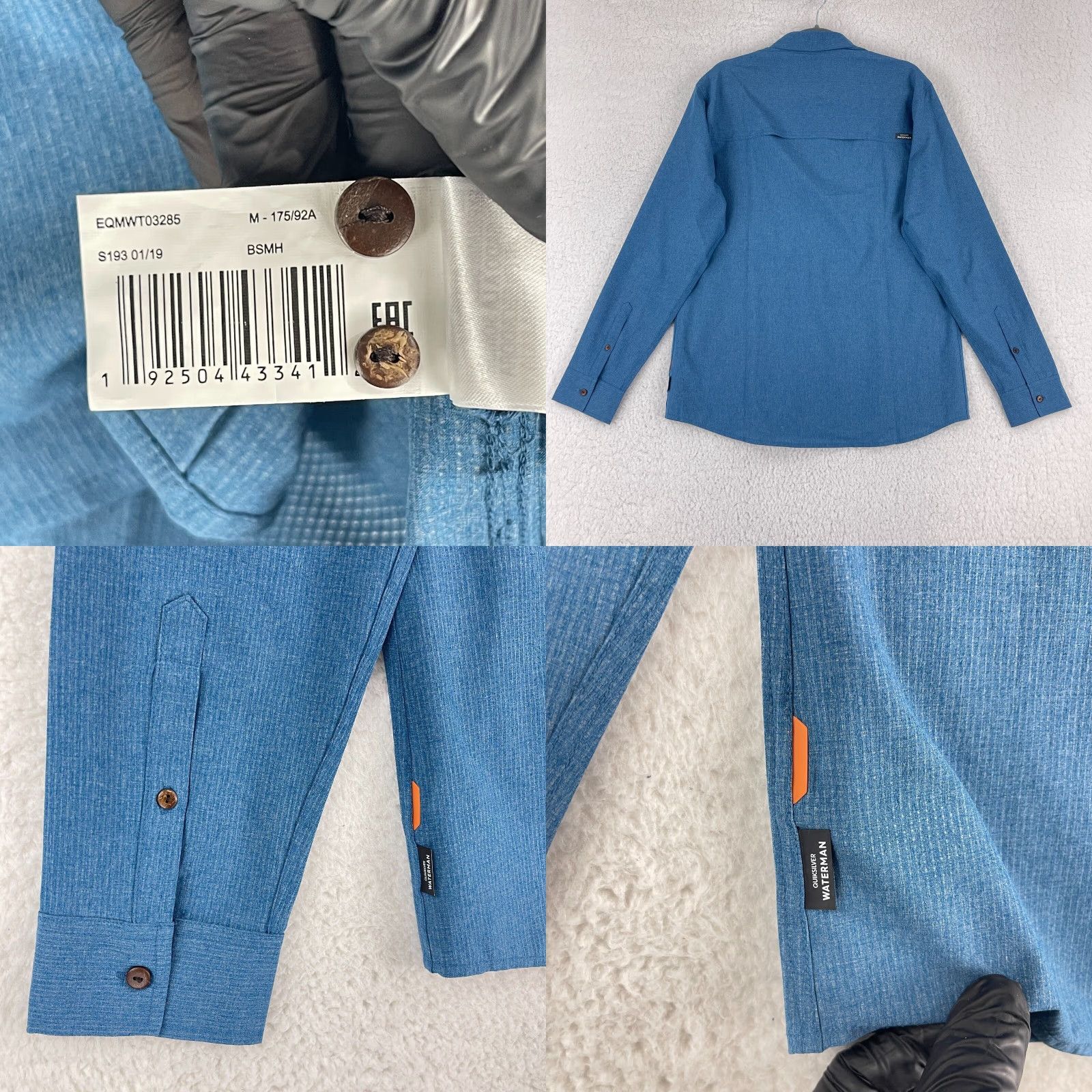 Quiksilver Quiksilver Waterman Collection Button-Up Shirt Mens Medium Blue Long Sleeve Size US M / EU 48-50 / 2 - 9 Thumbnail