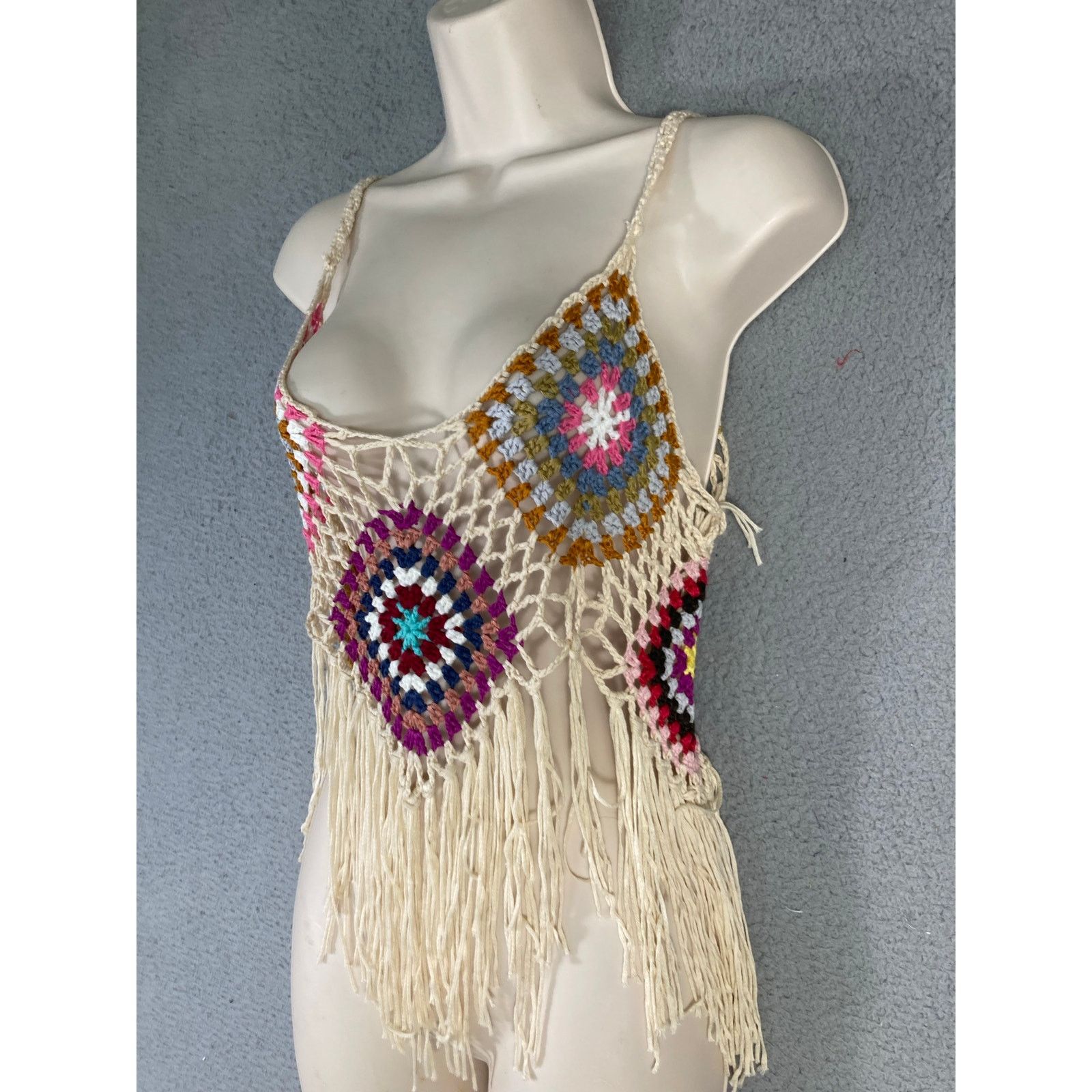 Other Women's Multicolor Crochet Boho Tassel Crop Cami Size M Size M / US 6-8 / IT 42-44 - 2 Thumbnail