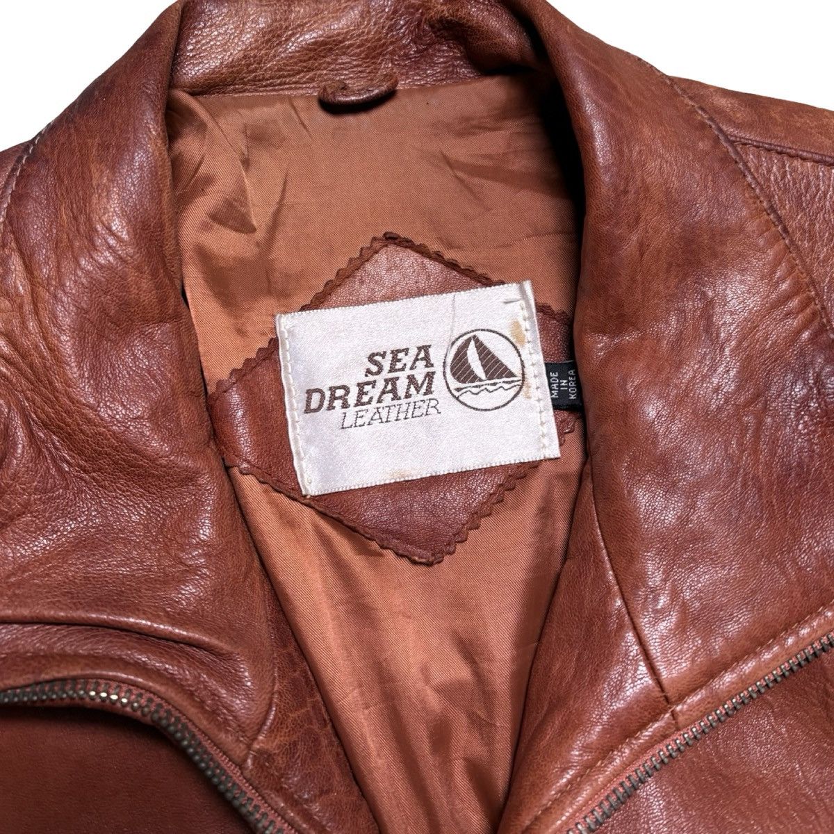 Other Vintage Sea Dream Leather Brown Leather Bomber Jacket Fade L Size US L / EU 52-54 / 3 - 3 Thumbnail