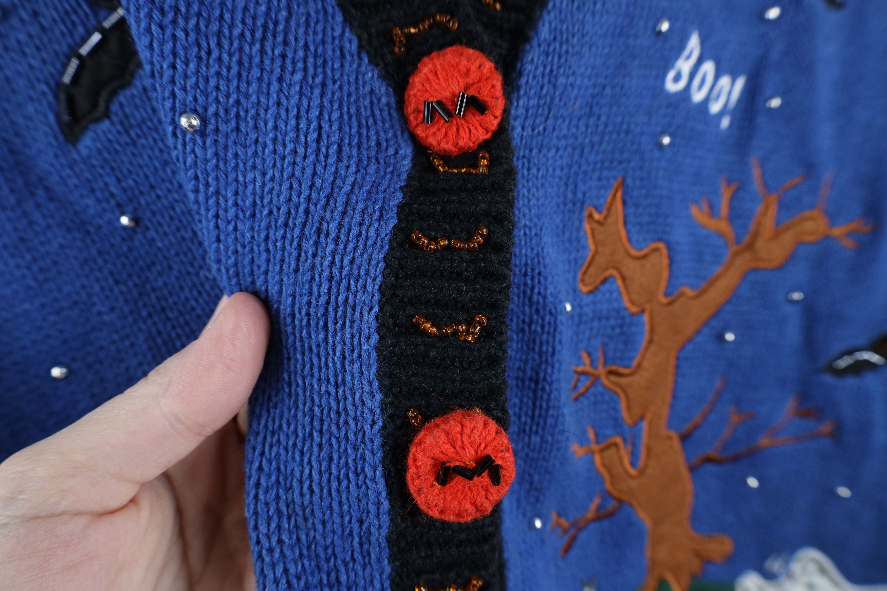 Vintage Vintage 90s Streetwear Halloween Knit Cardigan Sweater Vest Size XL / US 12-14 / IT 48-50 - 9 Thumbnail