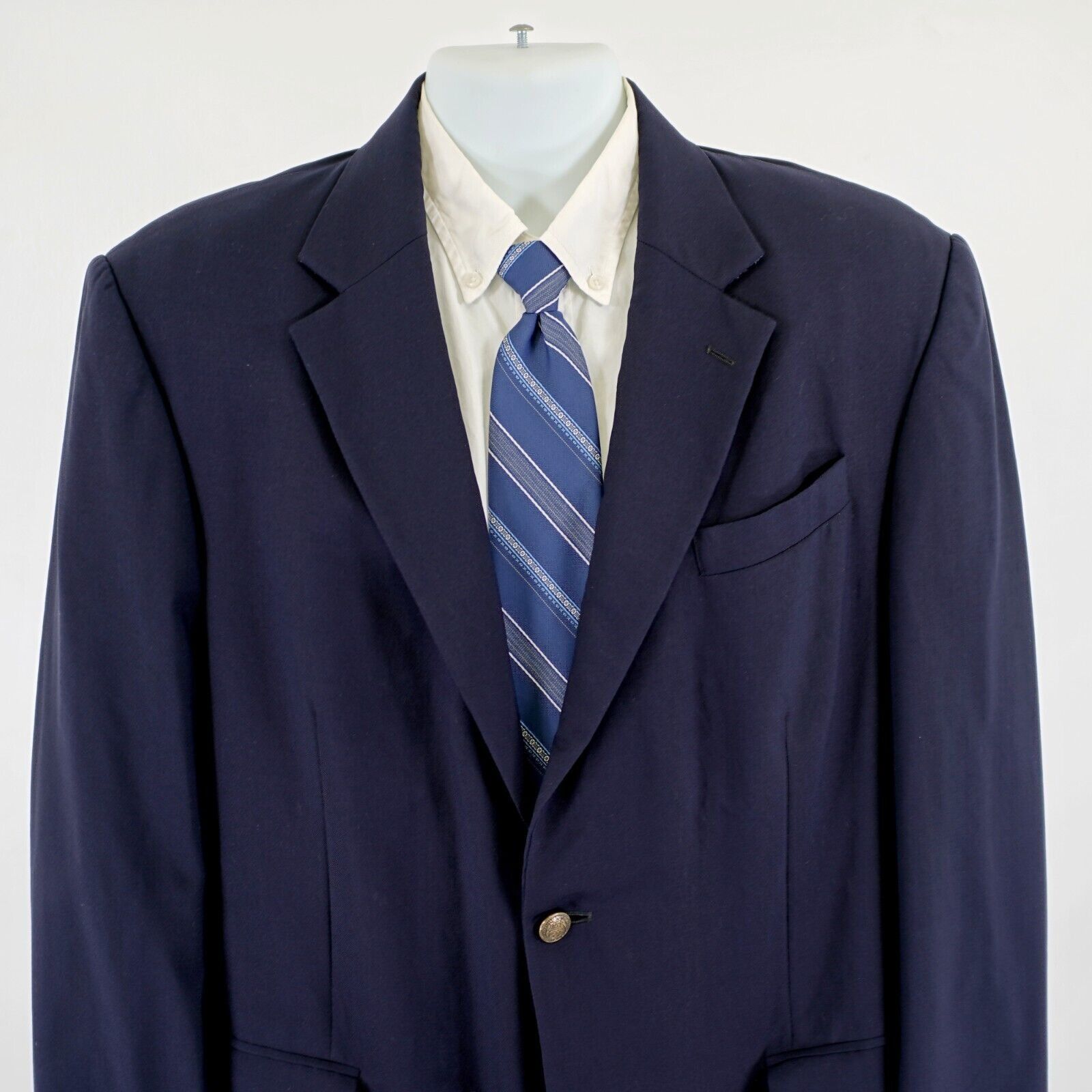Oscar De La Renta Oscar De La Renta Blue Wool 2 Bronze Button Blazer 42L / Sli Size 38R - 1 Thumbnail