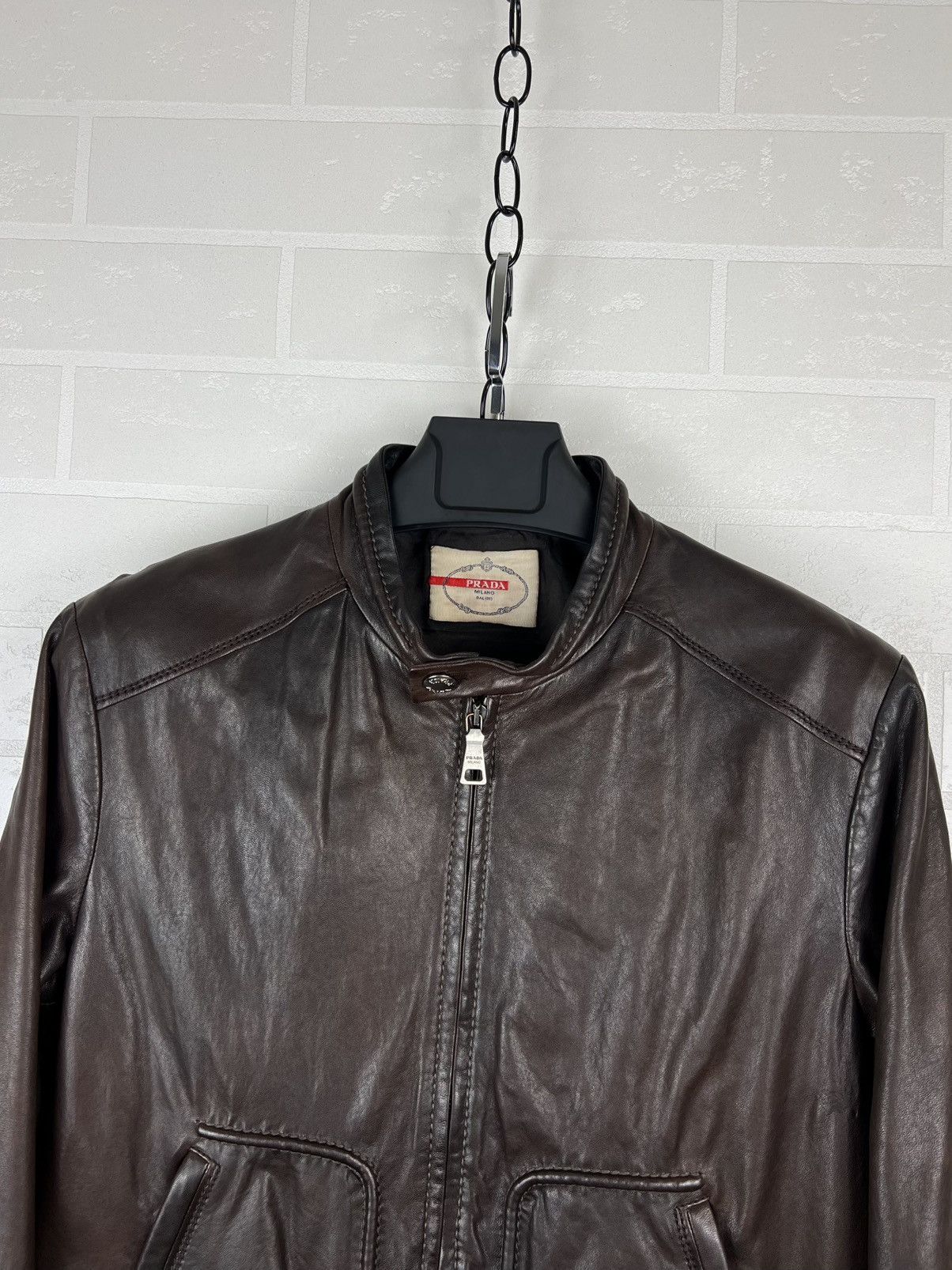 Prada PRADA MILANO Jacket Leather Bomber Lambskin Brown Men's Size US M / EU 48-50 / 2 - 4 Thumbnail