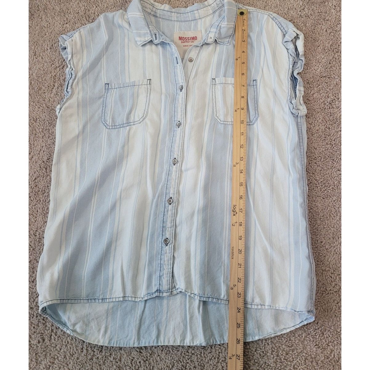 Mossimo Mossimo Striped Lyocell Blouse Blue White Button Front M Size M / US 6-8 / IT 42-44 - 8 Thumbnail