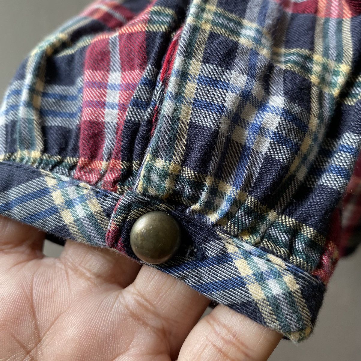 Japanese Brand Mezzo Piano Red Navy Check Long Sleeve Blouse Size S / US 4 / IT 40 - 19 Thumbnail