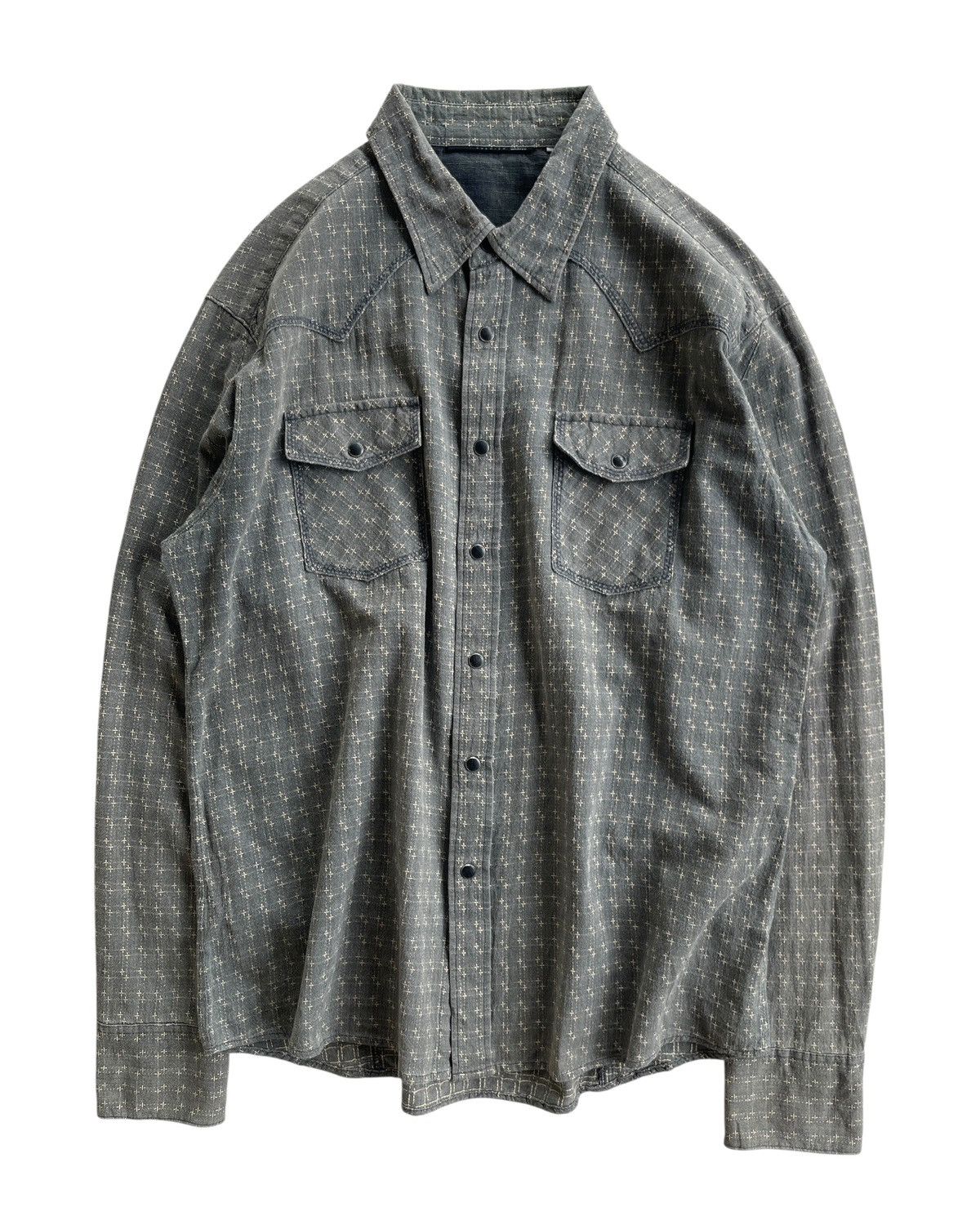 Japanese Brand Sraive Sashiko Style Western Shirt Size US L / EU 52-54 / 3 - 1 Thumbnail