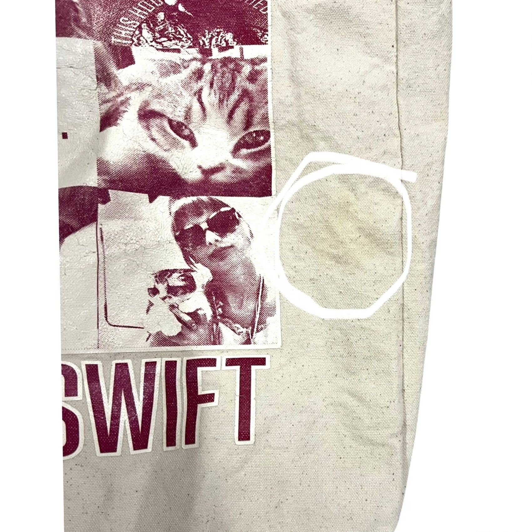 Vintage Taylor Swift Official Merch Tote Bag Cats Meow from Red Tour Canvas RARE Tote Unisex Adults Red Cotton 13.5" tall 13.5" wide Size ONE SIZE - 3 Thumbnail