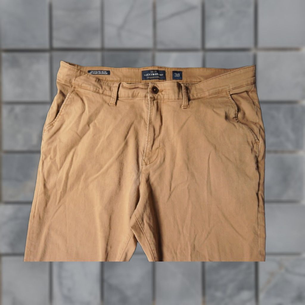 Lucky Brand Lucky Brand Pants Mens 38x28 Beige Chino Athletic 410 Stretch Adult Casual Regular 5-Pocket Design Front Flat Front Belt Loops Zip Cotton Spandex Size US 38 / EU 54 - 1 Thumbnail