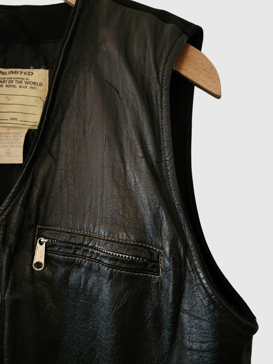 Other 80s UNLIMITED Genuine Leather- Wool Men’s Biker Vest Size US L / EU 52-54 / 3 - 2 Thumbnail