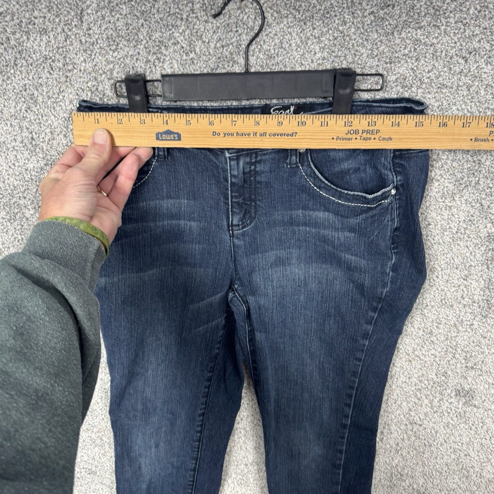Vintage VINTAGE Earl Jeans Jeans 6 Skinny Dark Wash Embellished Retro Y2K Western Glam Edgy Cowboy 31W 29.5in Mid Rise 5-Pocket Blue Womens Shirt? Size 28" / US 6 / IT 42 - 3 Thumbnail