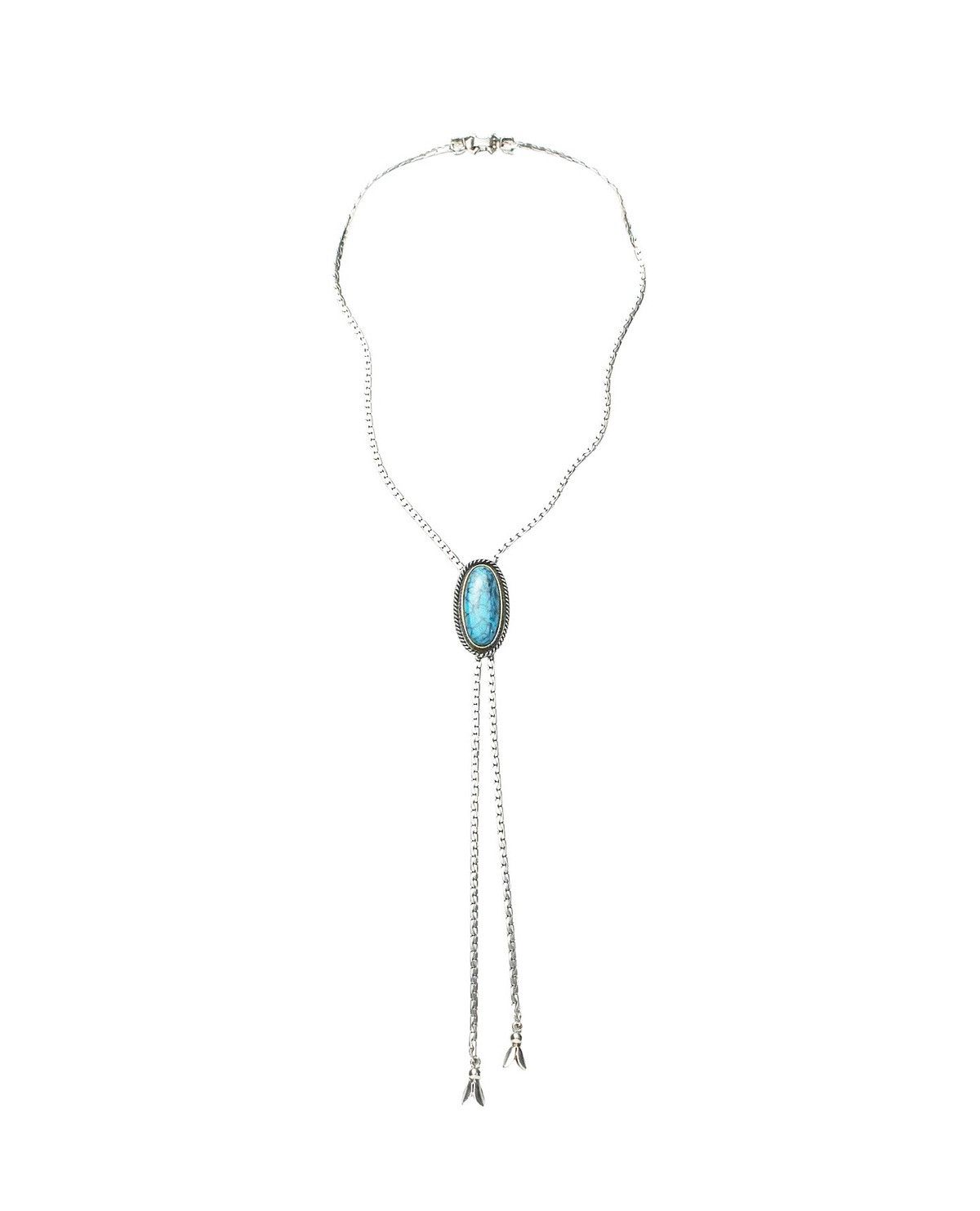 Vintage 1980S GOLDETTE TURQUOISE STAINLESS STEEL BOLO TIE/NECKLACE Size ONE SIZE - 1 Thumbnail