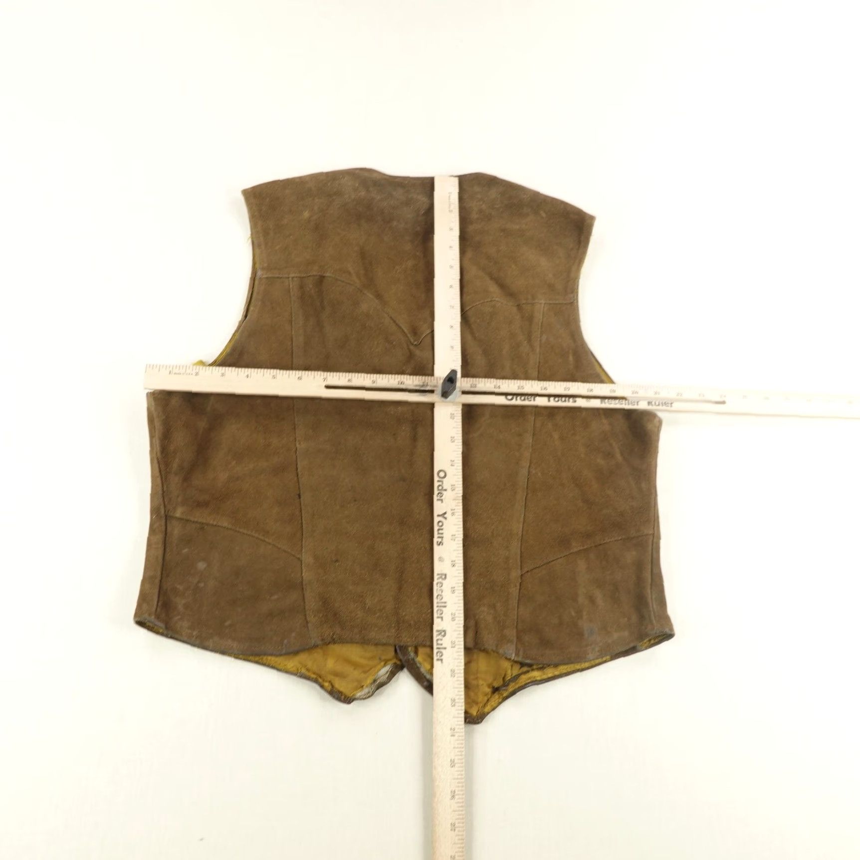 Vintage Vintage Pioneer Wear Vest Mens 40 Brown Suede Western Cowboy Leather Waistcoat ^ Size US XXS / EU 40 - 4 Thumbnail