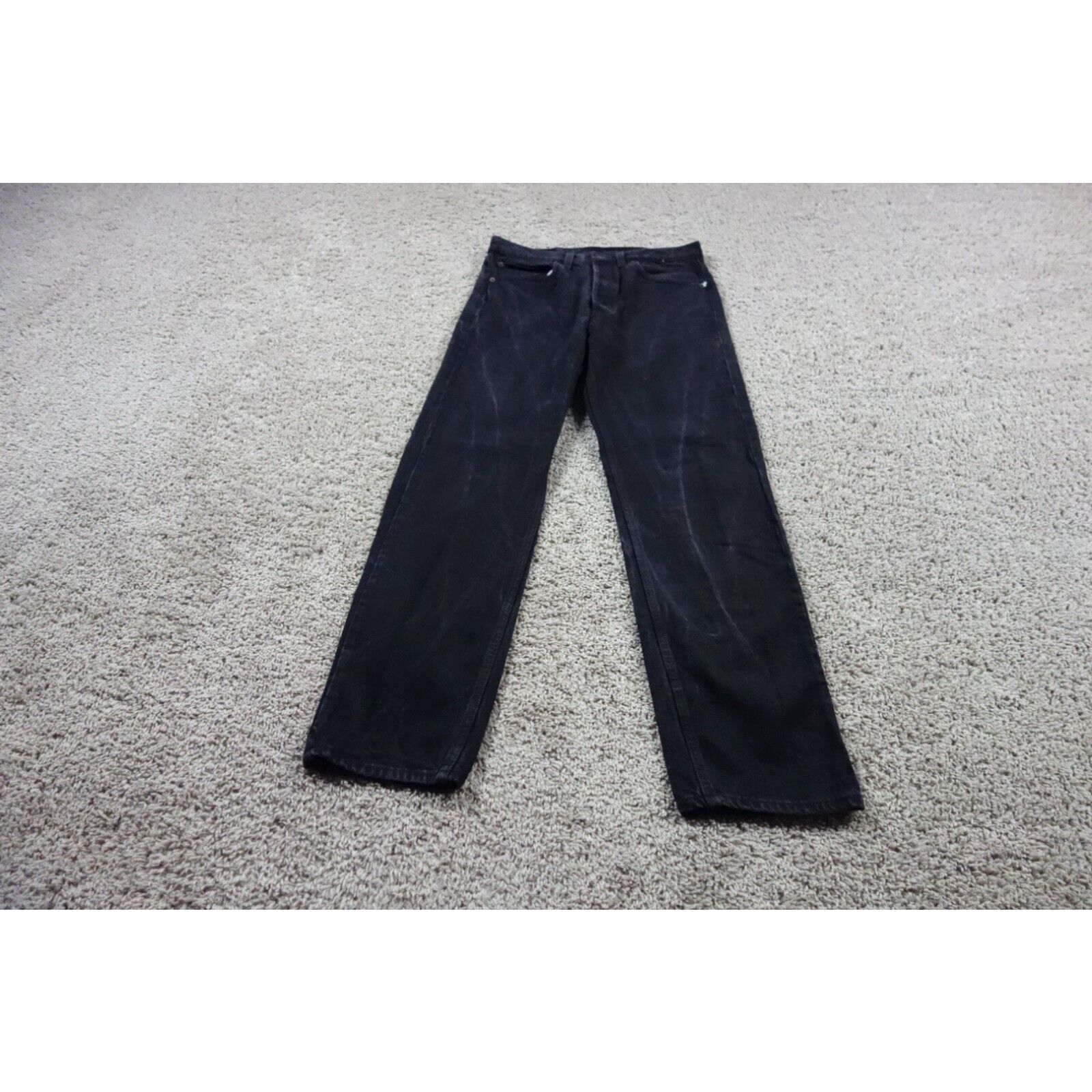 image of Vintage Levis 501 Jeans Mens 31X31 Black Straight Button Fly Usa 90's Tag 32X32 in White