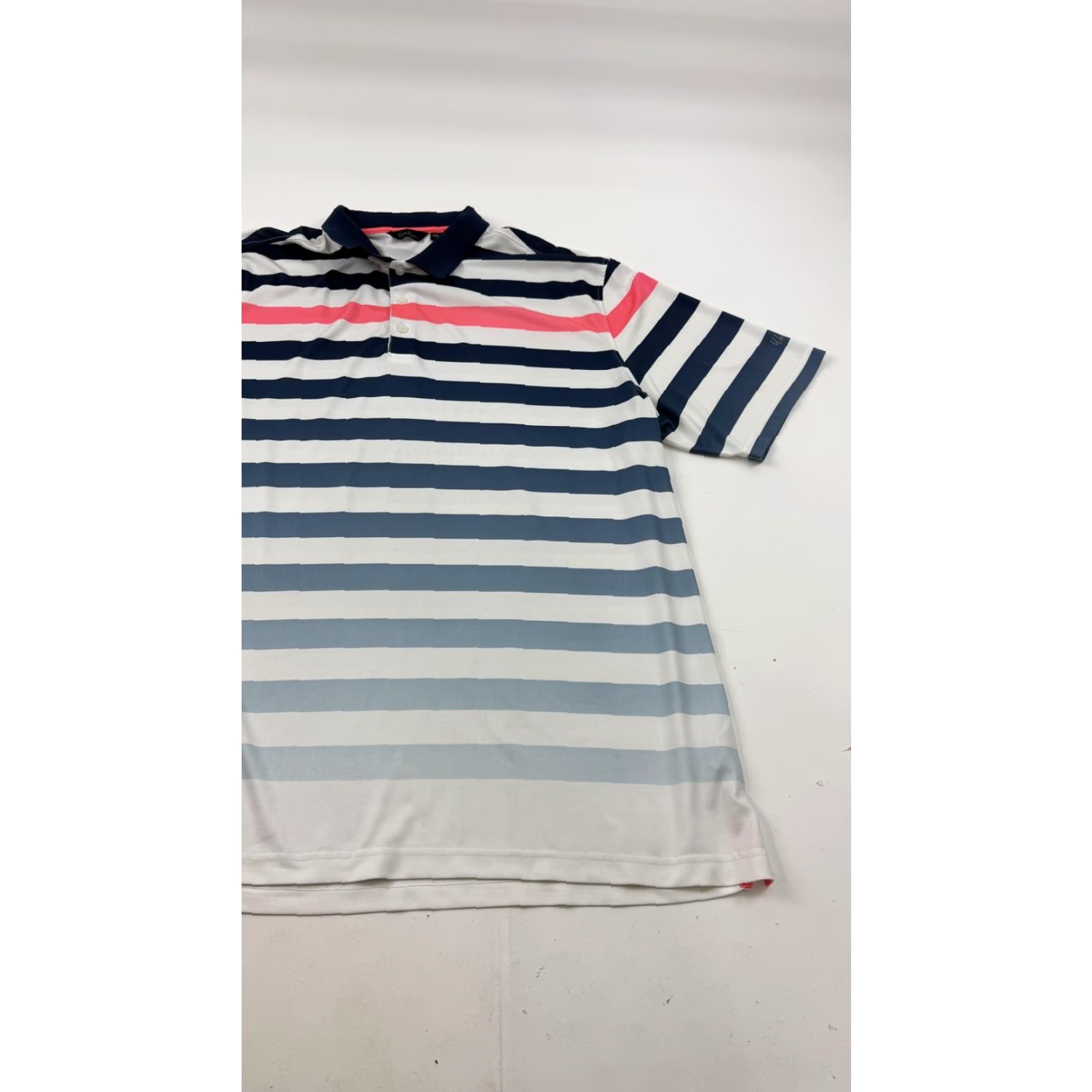 Vintage Walter Hagen Polo Shirt Mens 2XL Navy White Pink Stripe Golf Performance Stretch Size US XXL / EU 58 / 5 - 2 Thumbnail