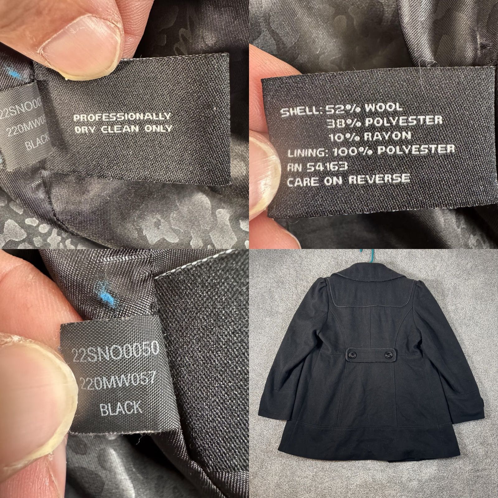 Guess Guess Coat Women's Large Black Wool Blend Toggle Duffle Mid Length Lined Winter Coat Size L / US 10 / IT 46 - 8 Thumbnail