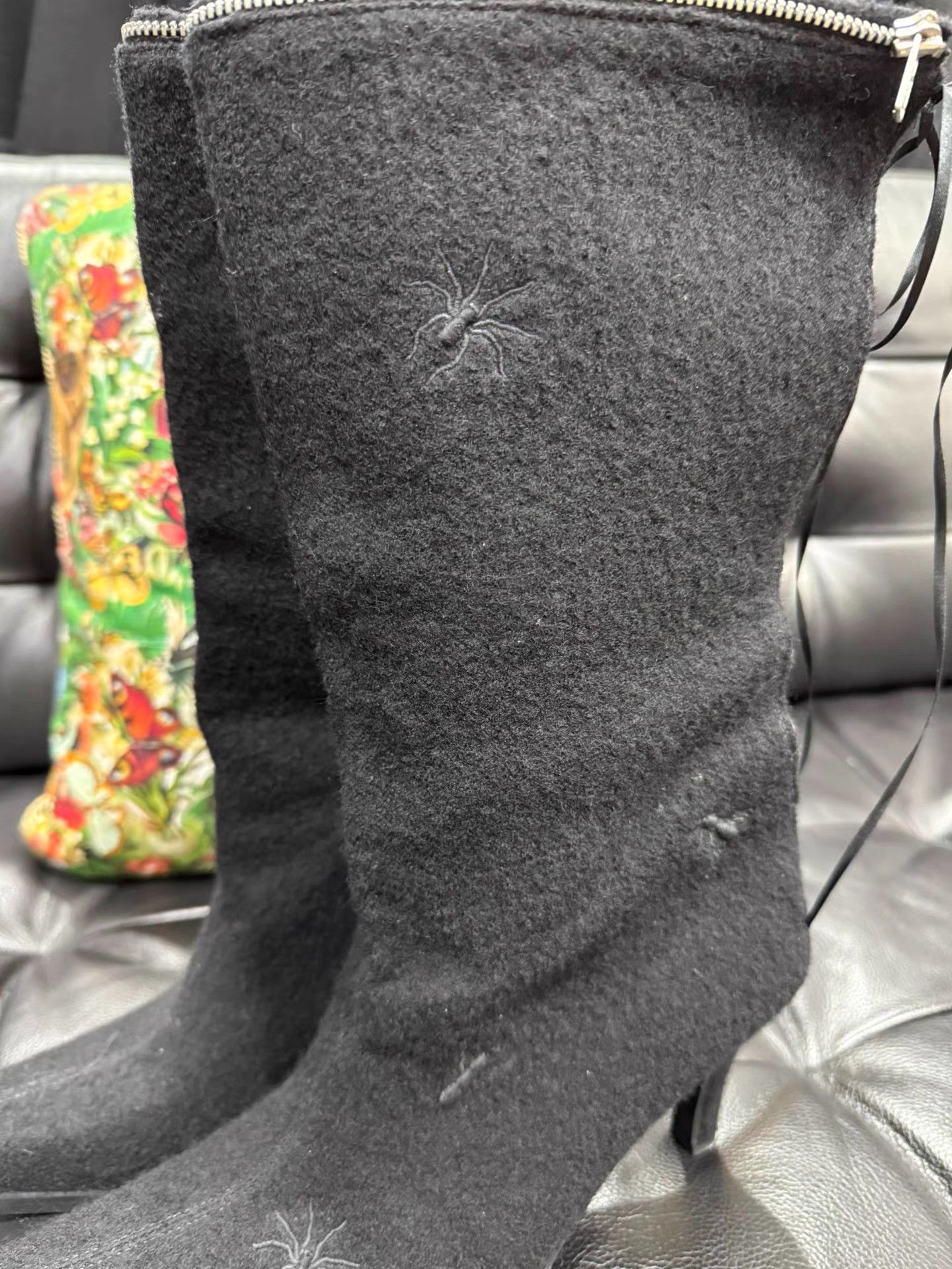 Undercover UNDERCOVER 06AW GURU GURU Embroidered Insect Long Boots K20 Size US 6 / IT 36 - 3 Thumbnail