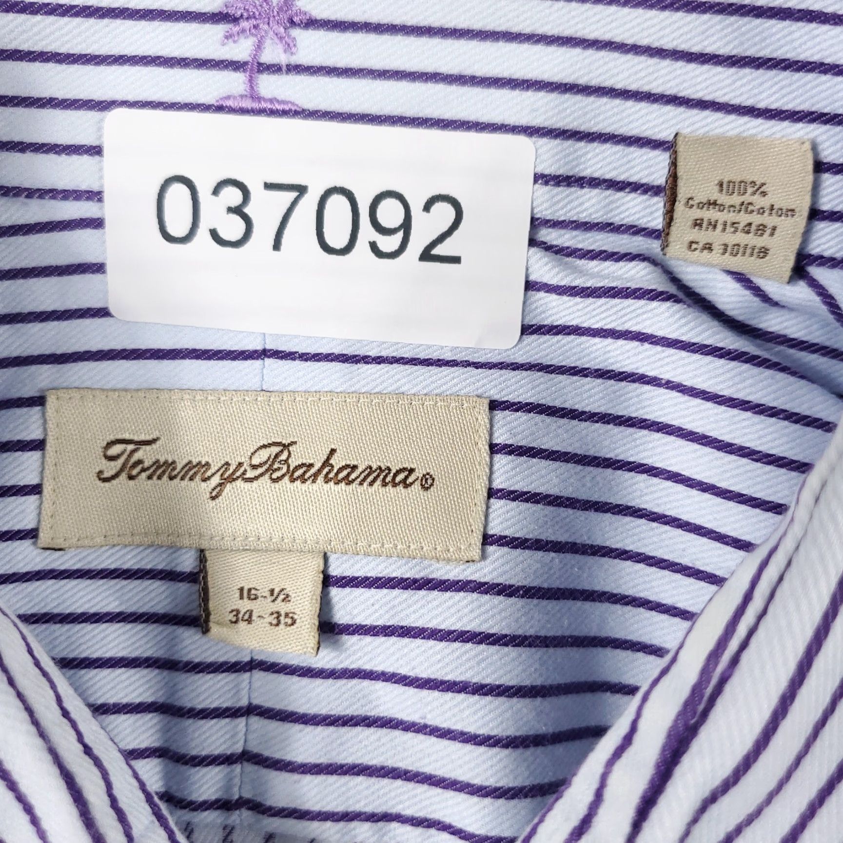 Tommy Bahama Tommy Bahama Shirt Mens 16.5 Purple Striped Dress Button Up Long Sleeve Size 42R - 6 Thumbnail