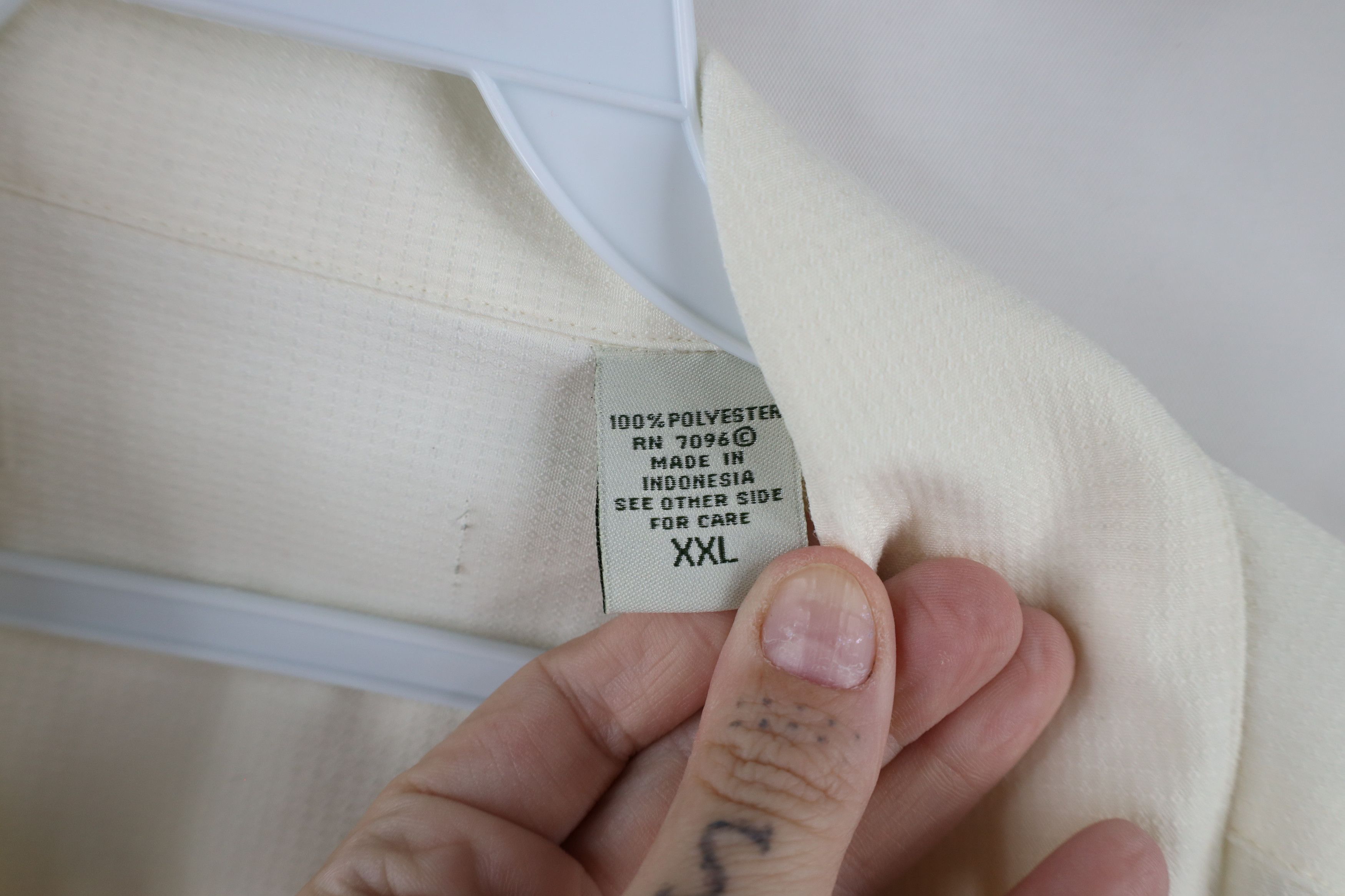Vintage Vintage 90s Rockabilly Leaf Looped Collar Button Shirt Cream Size US XXL / EU 58 / 5 - 7 Thumbnail