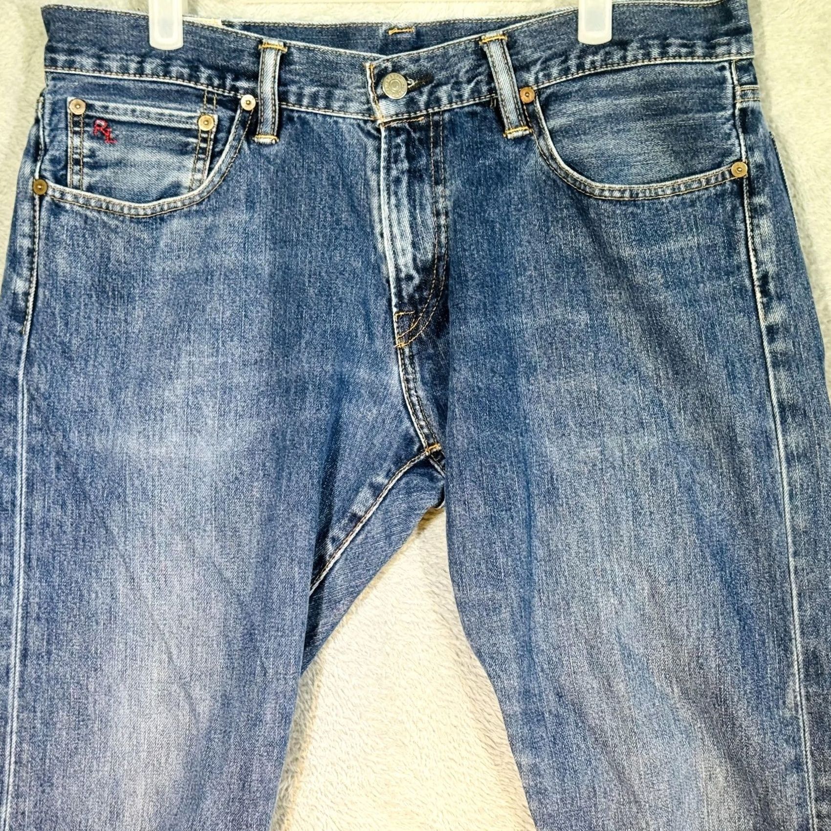 Polo Ralph Lauren VINTAGE Polo Ralph Lauren Jeans Mens 34x32 Blue Medium Wash Tapered Denim Polo Jeans Co. 5-Pocket Logo Zipper Button Size US S / EU 44-46 / 1 - 4 Thumbnail