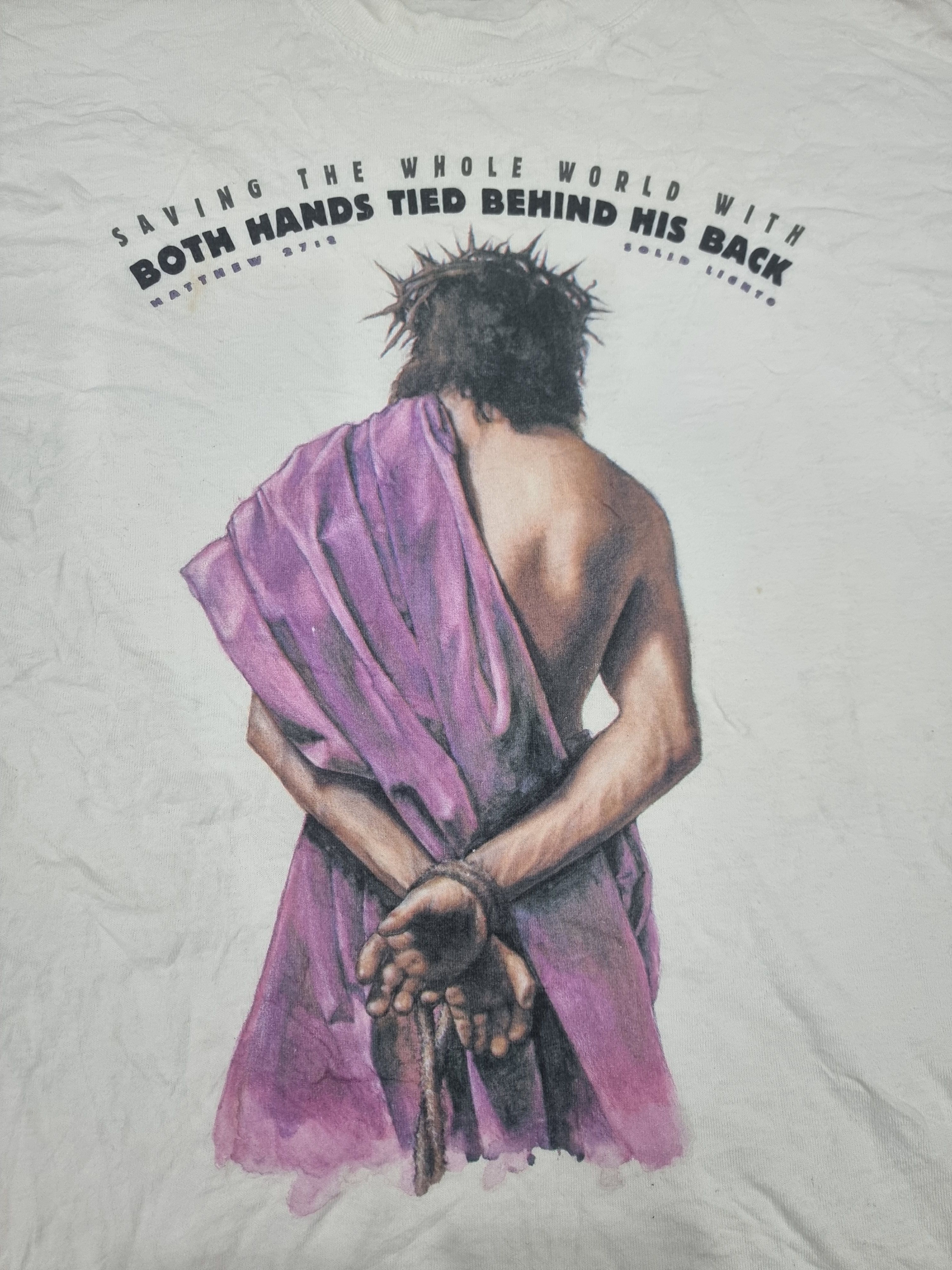Vintage Vtg Solid Light Jesus saving the whole world graphic shirt Size US L / EU 52-54 / 3 - 2 Thumbnail