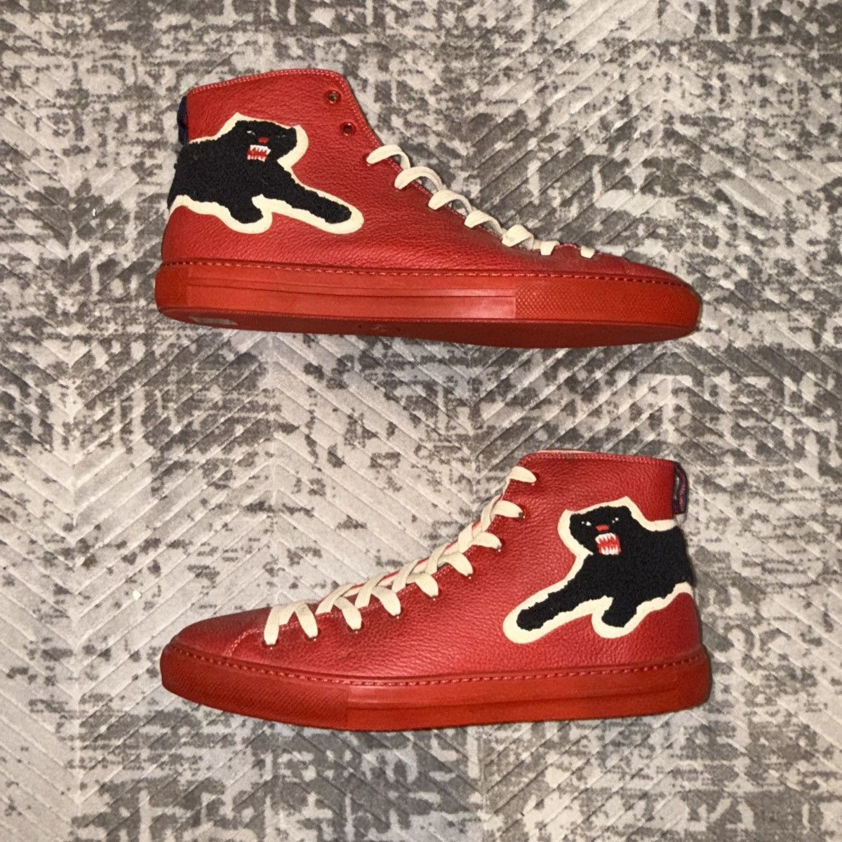 red leather panther high top sneaker Hi Top Sneakers