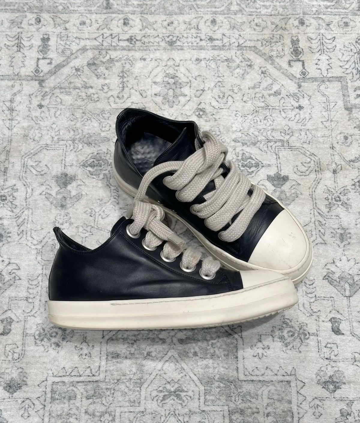 Rick Owens Rick Owens Leather Low-Top Sneakers with Thick Laces Size US 8.5 / EU 41-42 - 3 Thumbnail